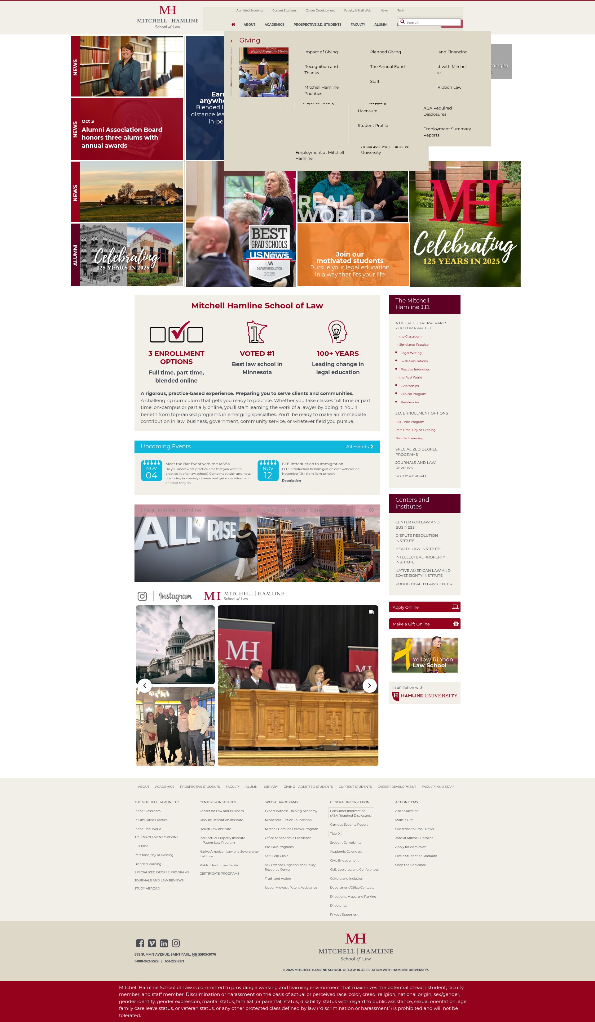 Screenshot of mitchellhamline.edu