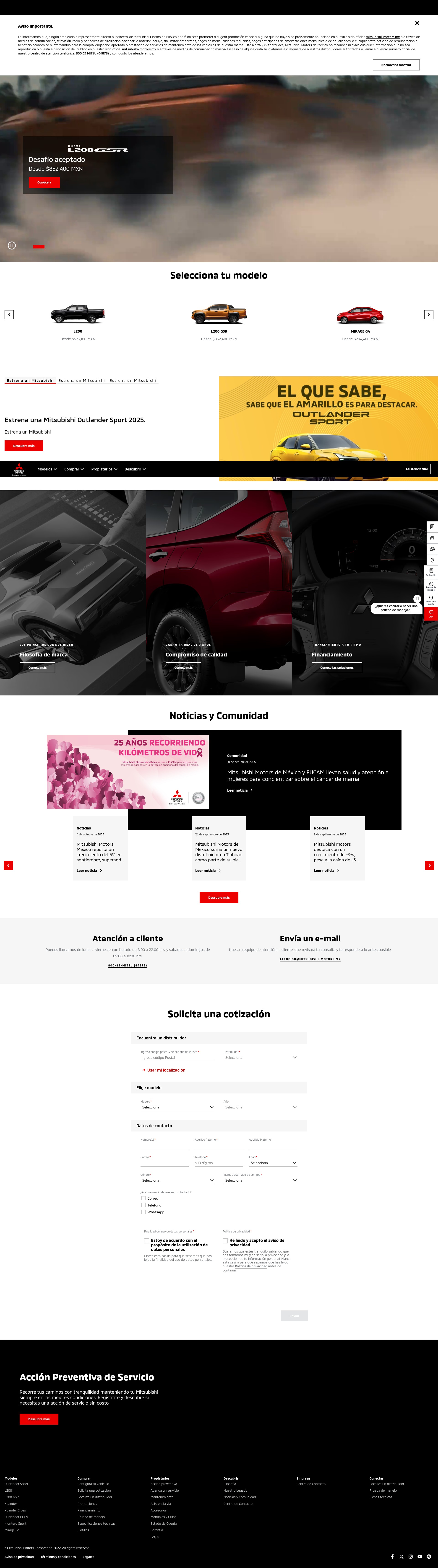 Screenshot of mitsubishi-motors.mx