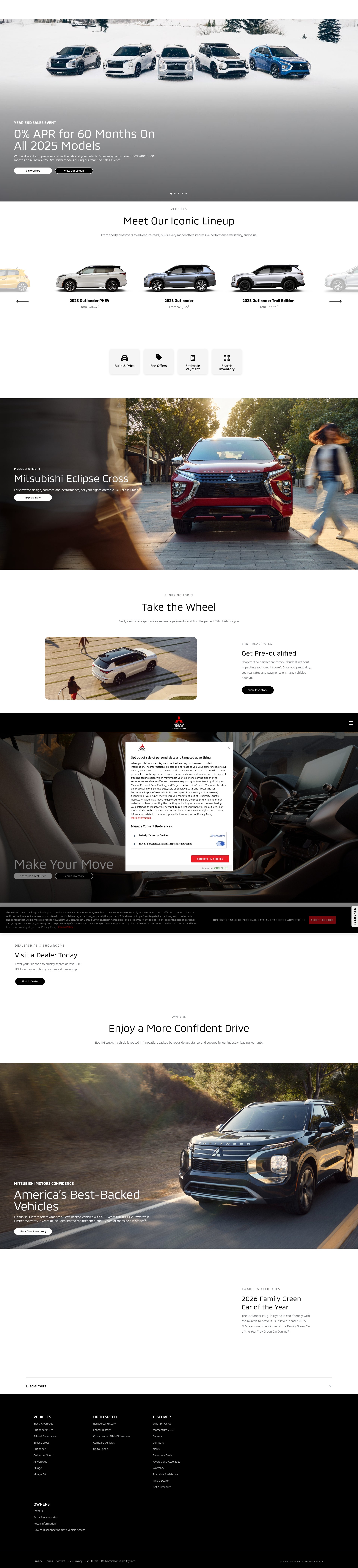 Screenshot of mitsubishicars.com
