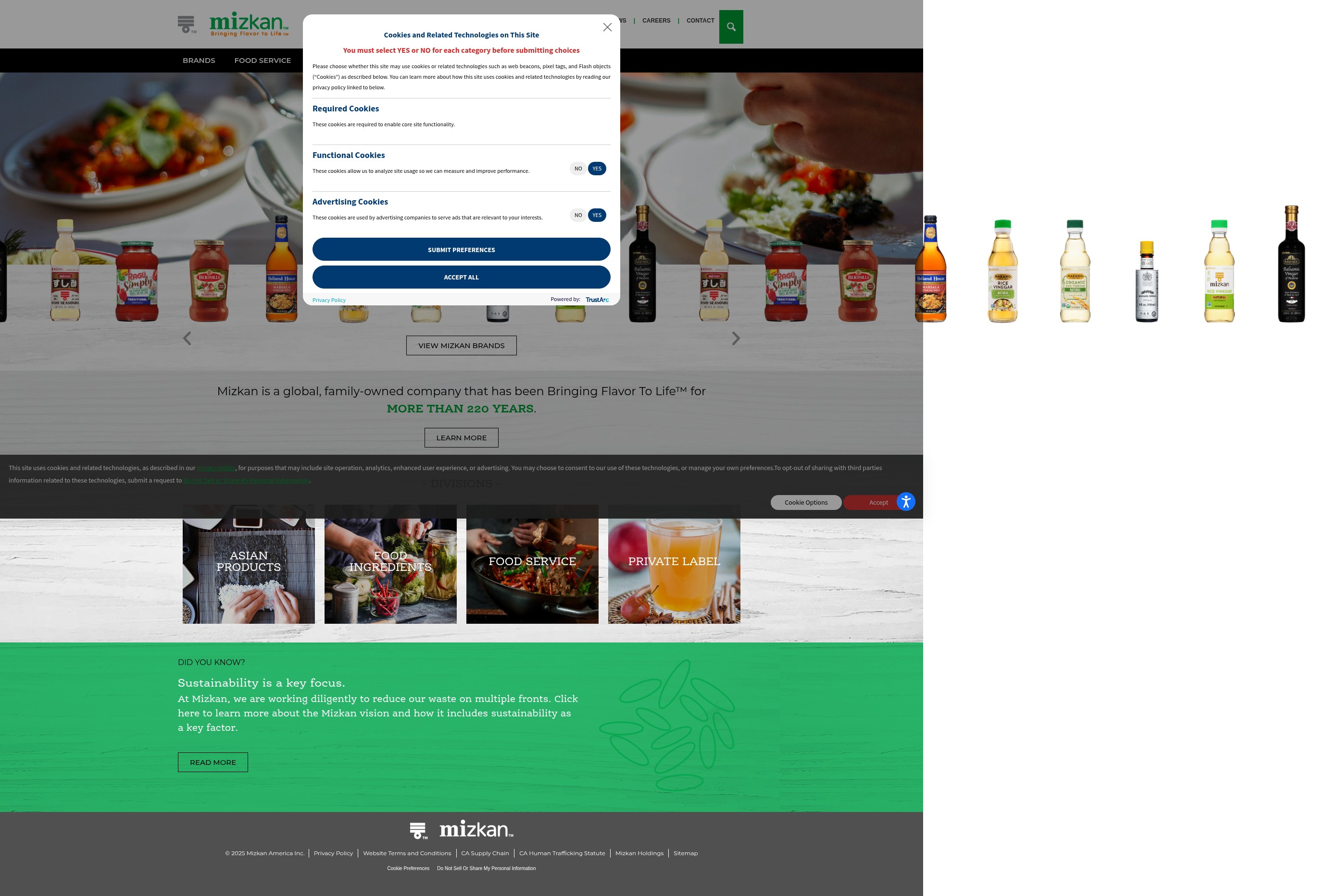 Screenshot of mizkan.com