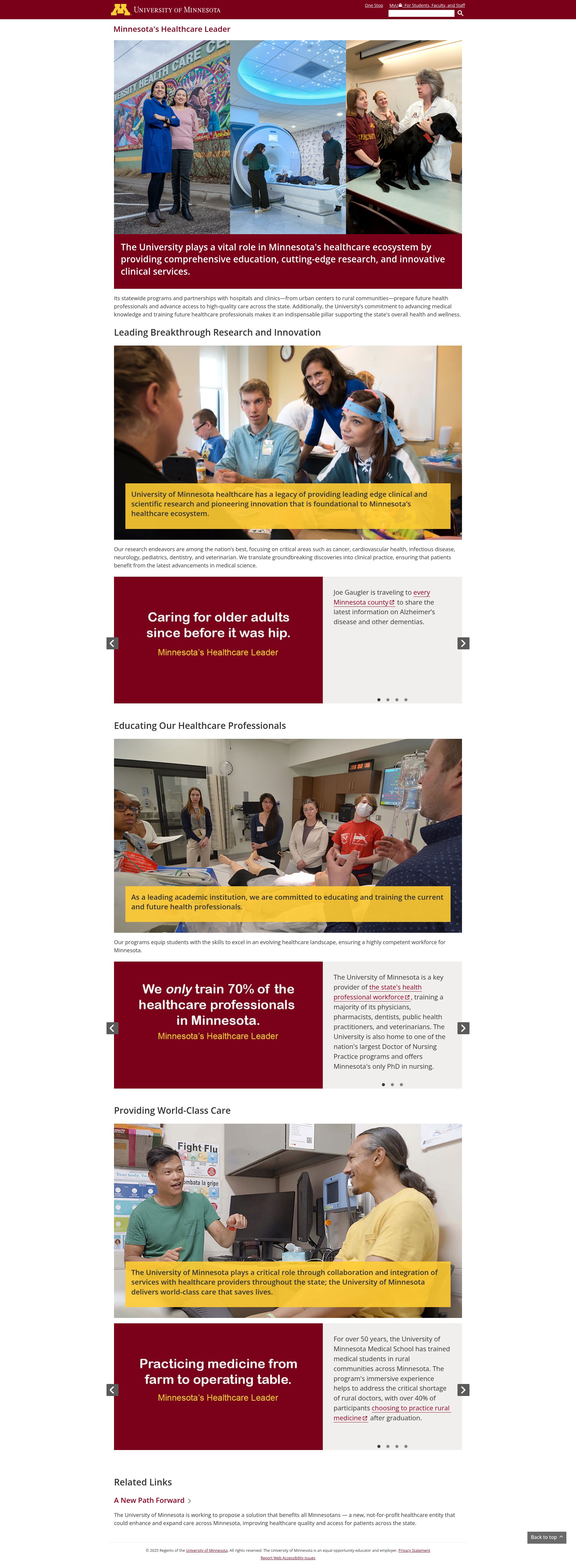Screenshot of mnhealthcareleader.umn.edu