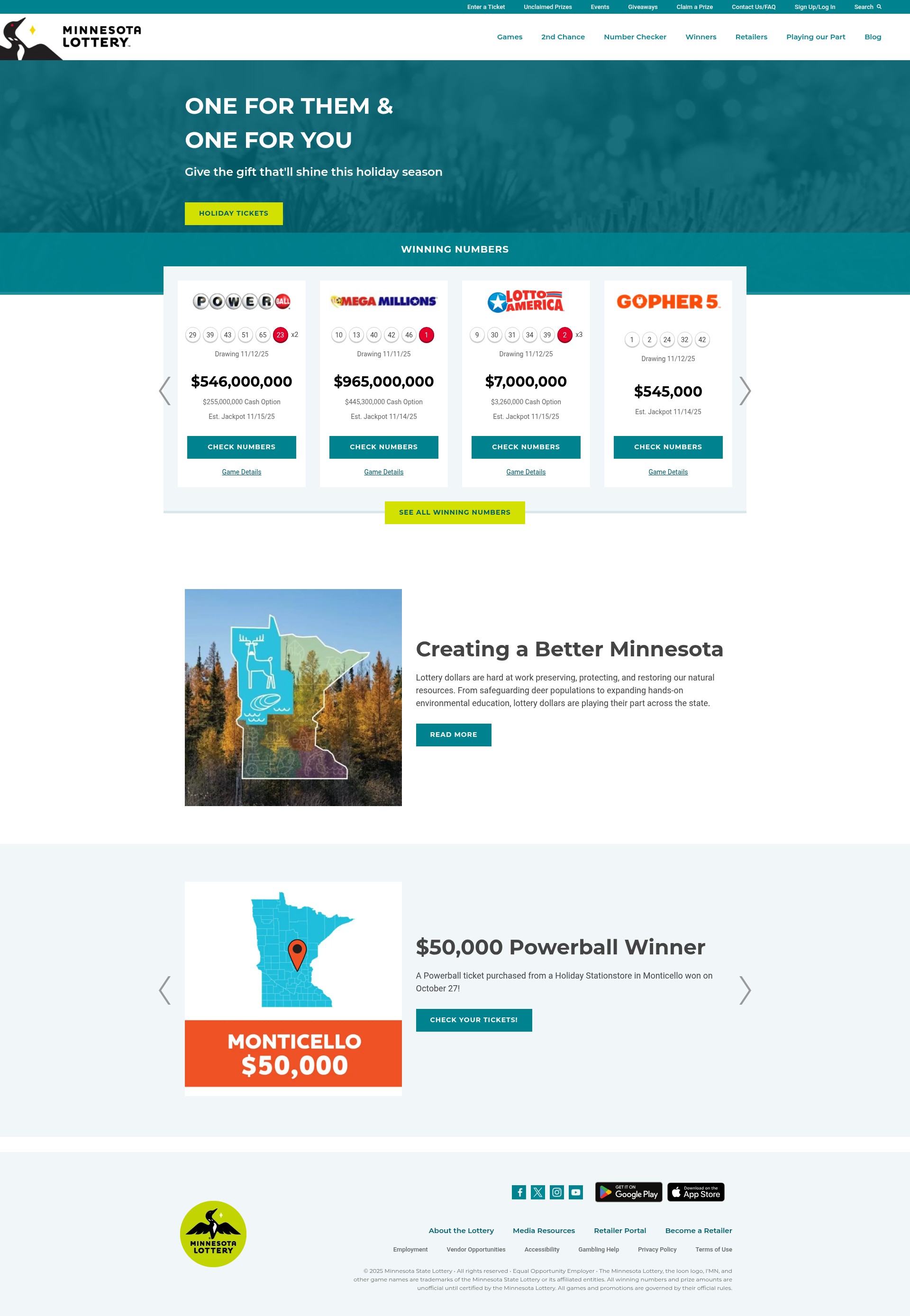 Screenshot of mnlottery.com
