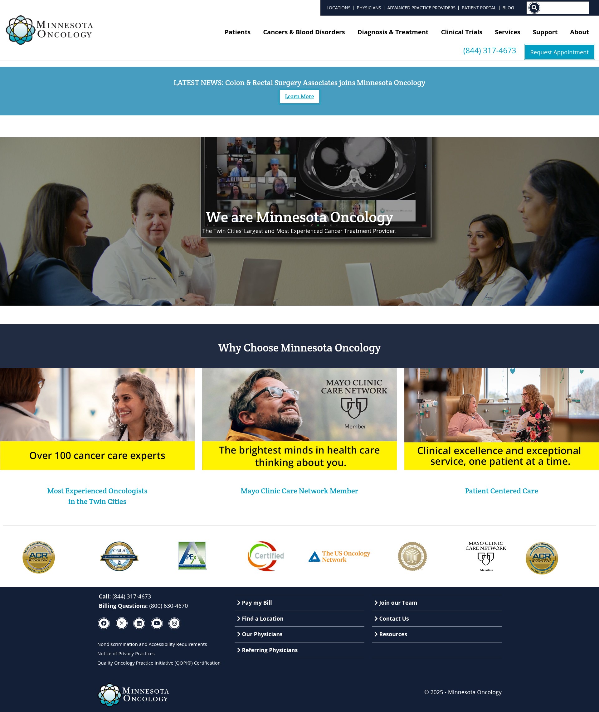 Screenshot of mnoncology.com