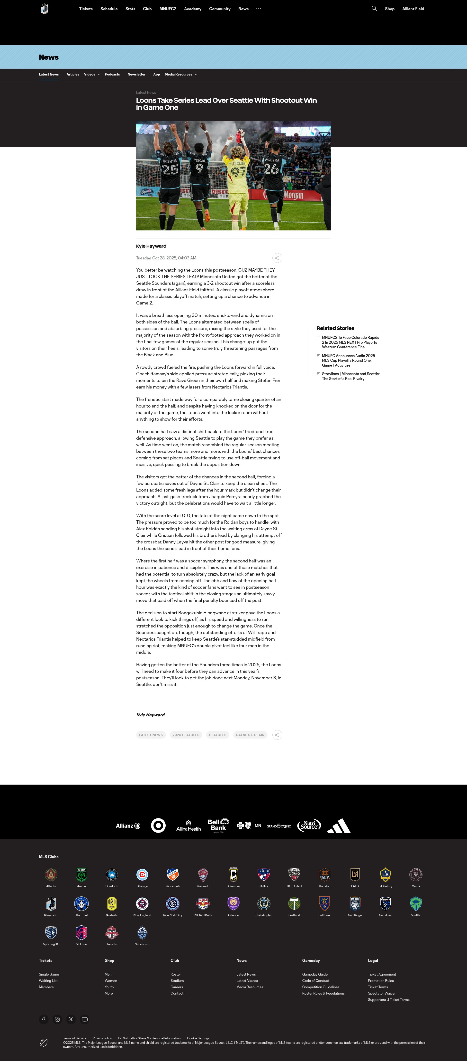 Screenshot of mnufc.com