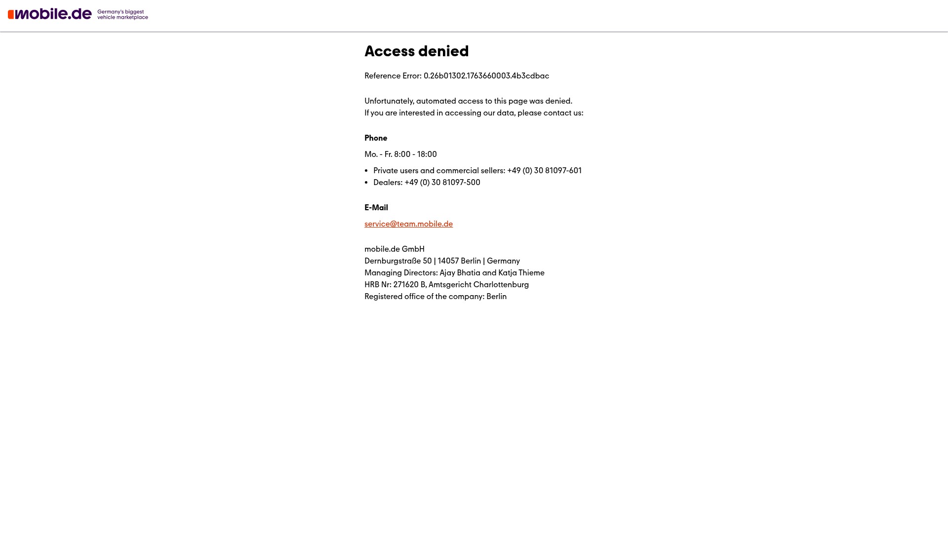 Screenshot of mobile.de