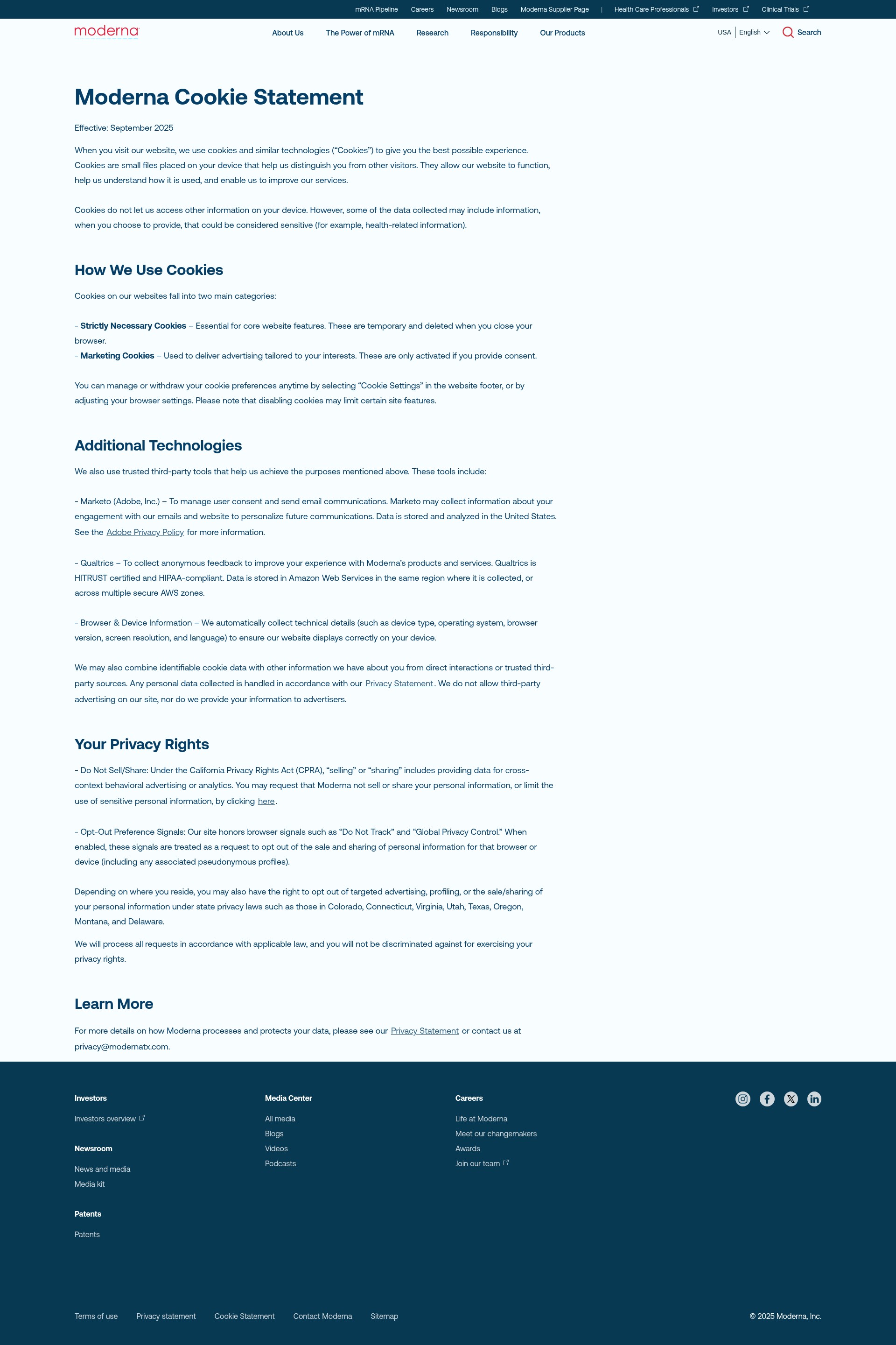 Screenshot of modernatx.com