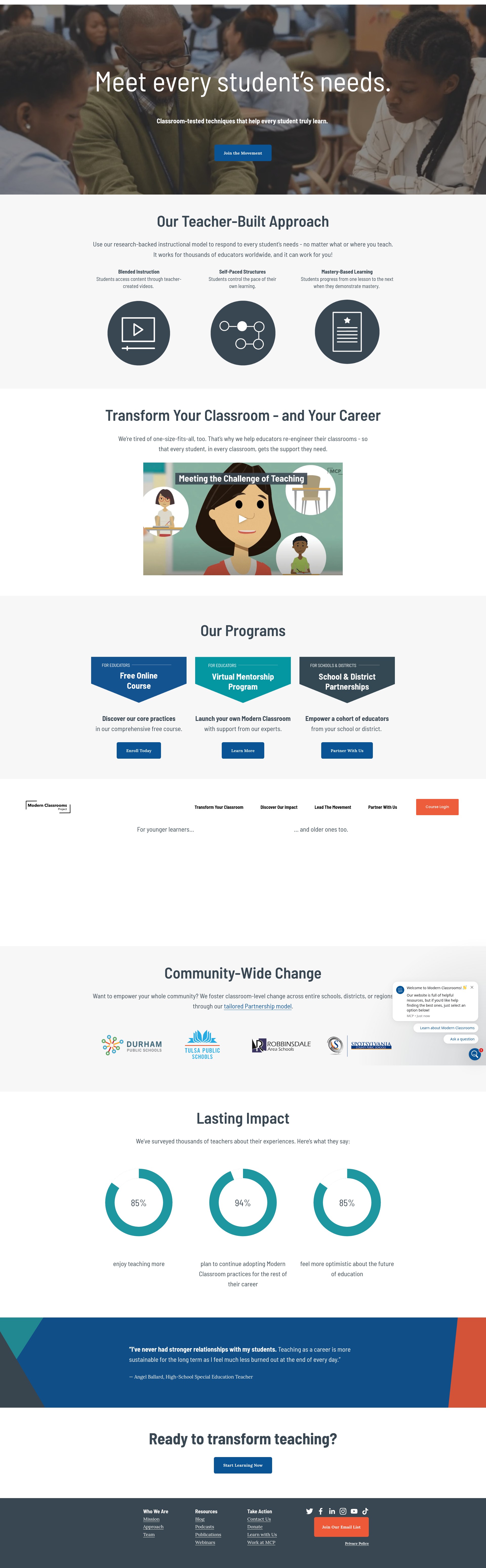 Screenshot of modernclassrooms.org