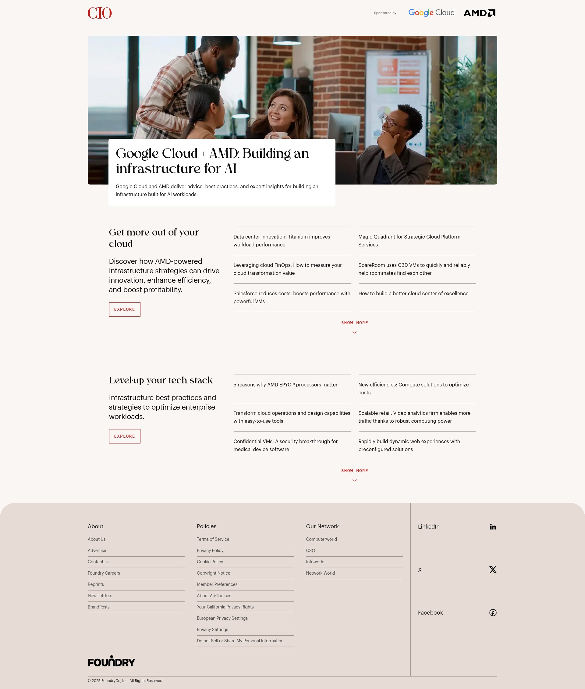Screenshot of moderninfrastructure.cio.com