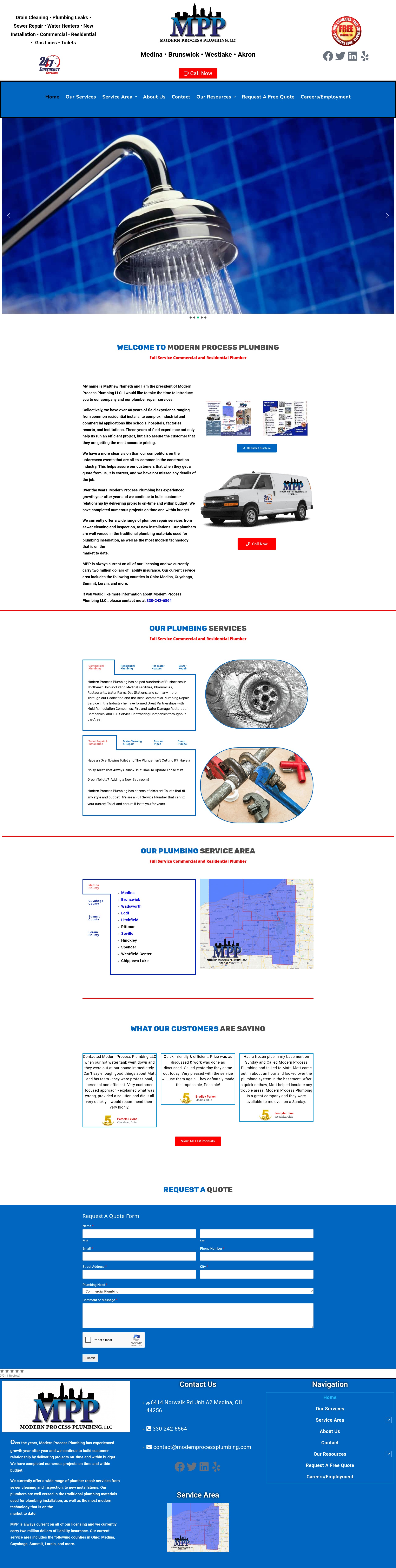 Screenshot of modernprocessplumbing.com