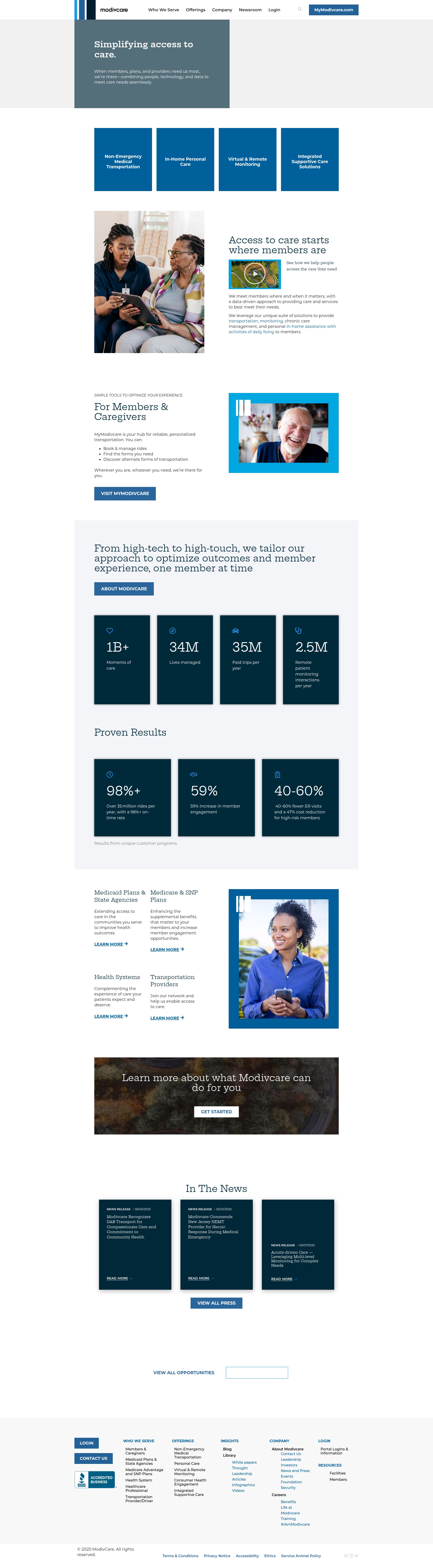 Screenshot of modivcare.com