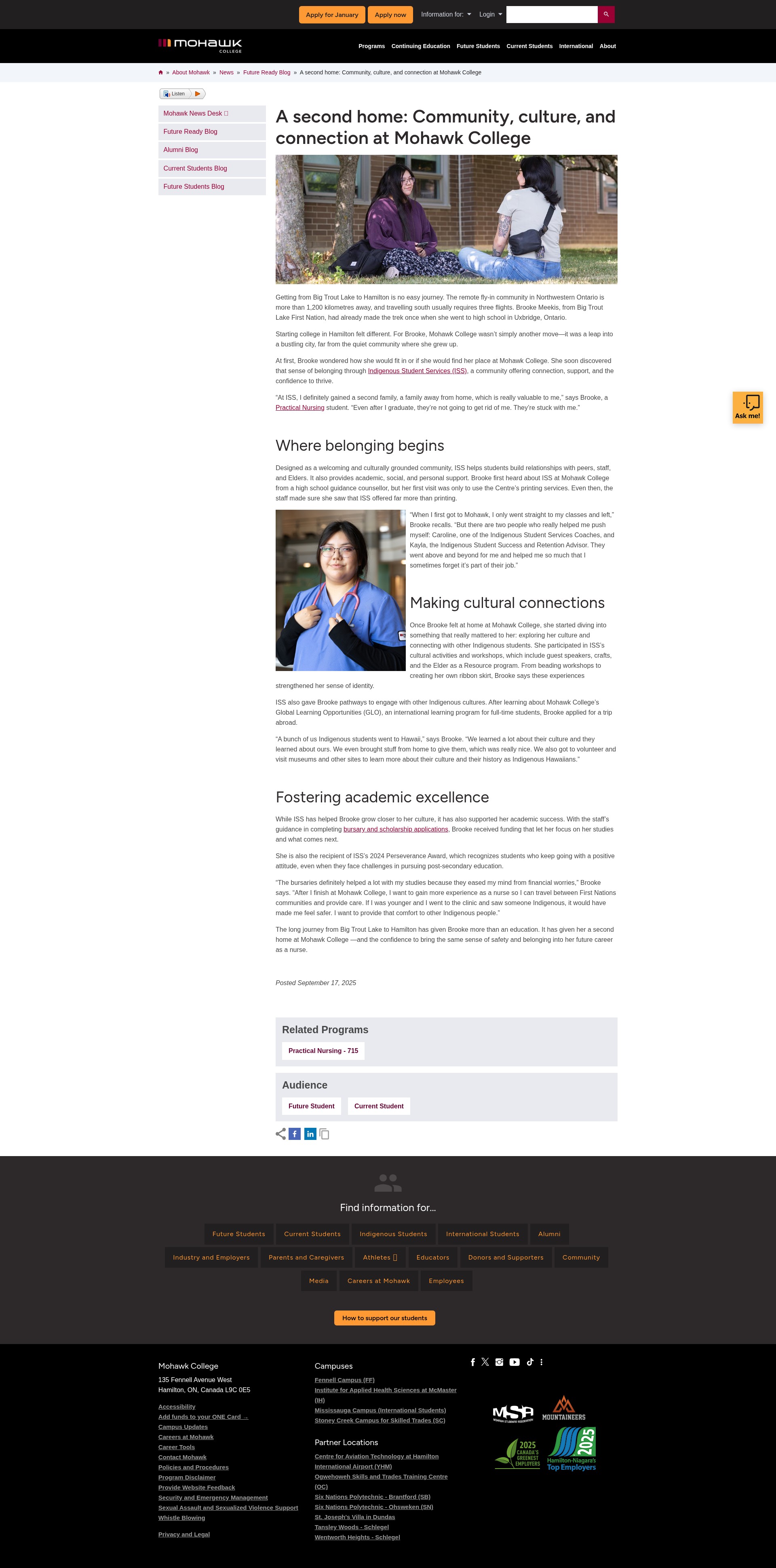 Screenshot of mohawkcollege.ca