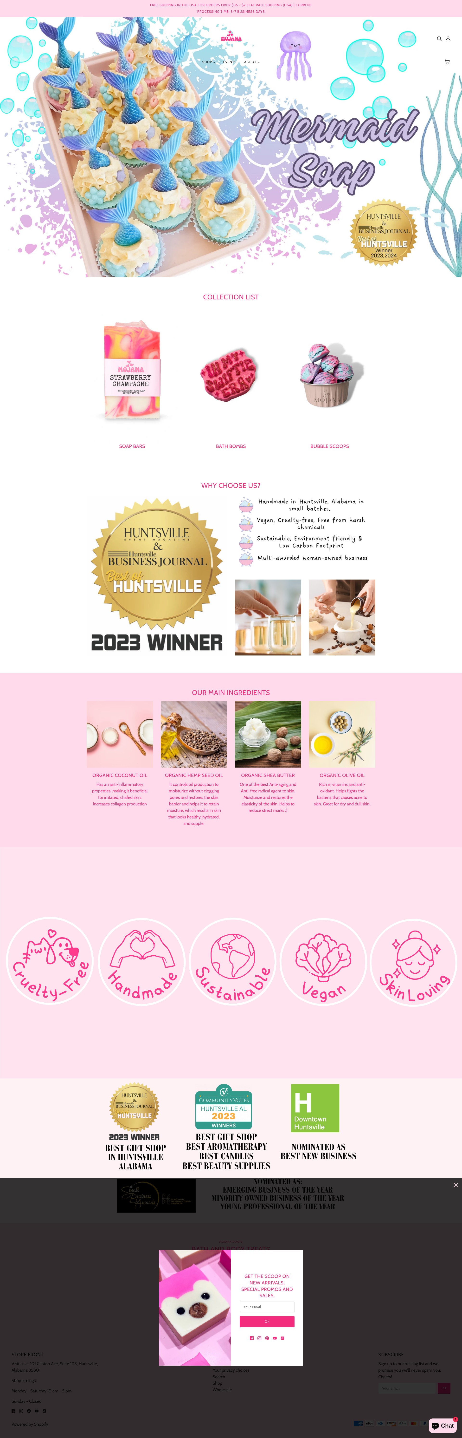 Screenshot of mojanasoaps.com