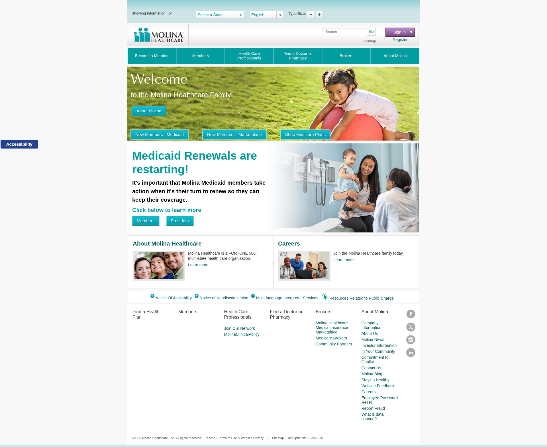 Screenshot of molinahealthcare.com