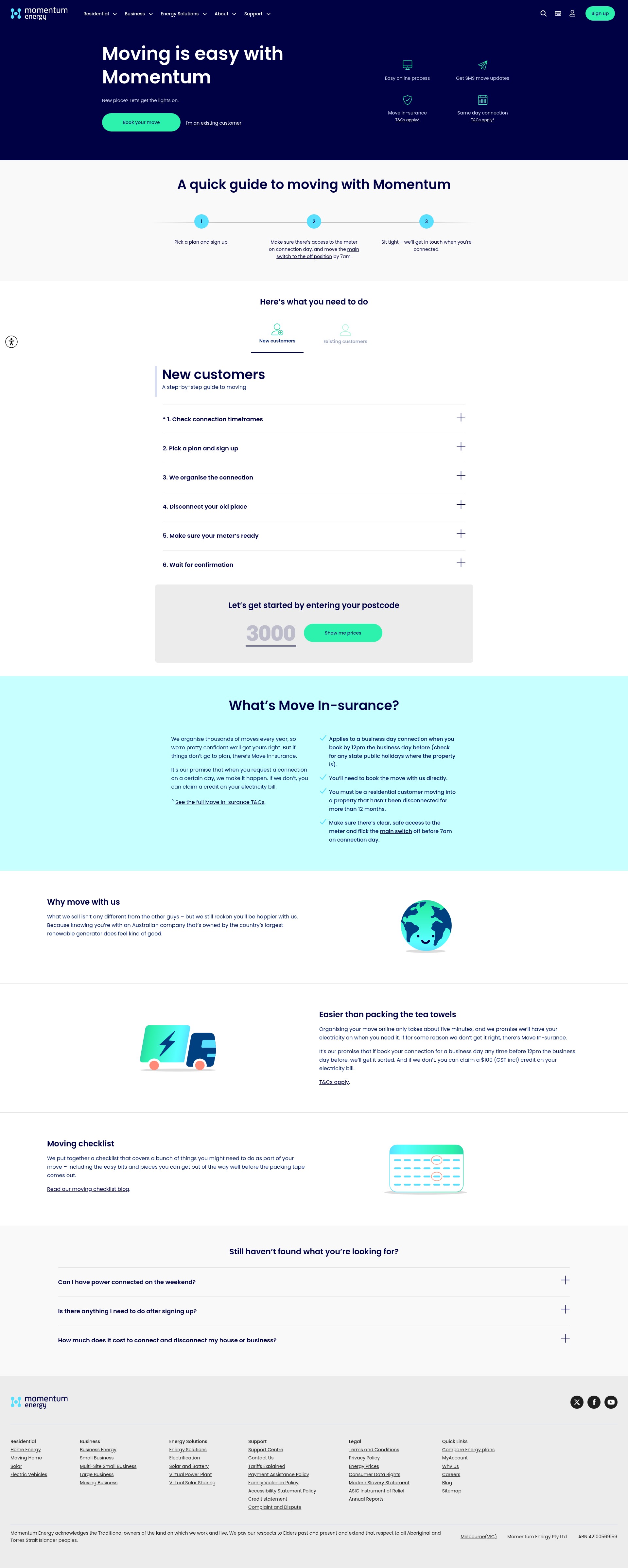 Screenshot of momentumenergy.com.au