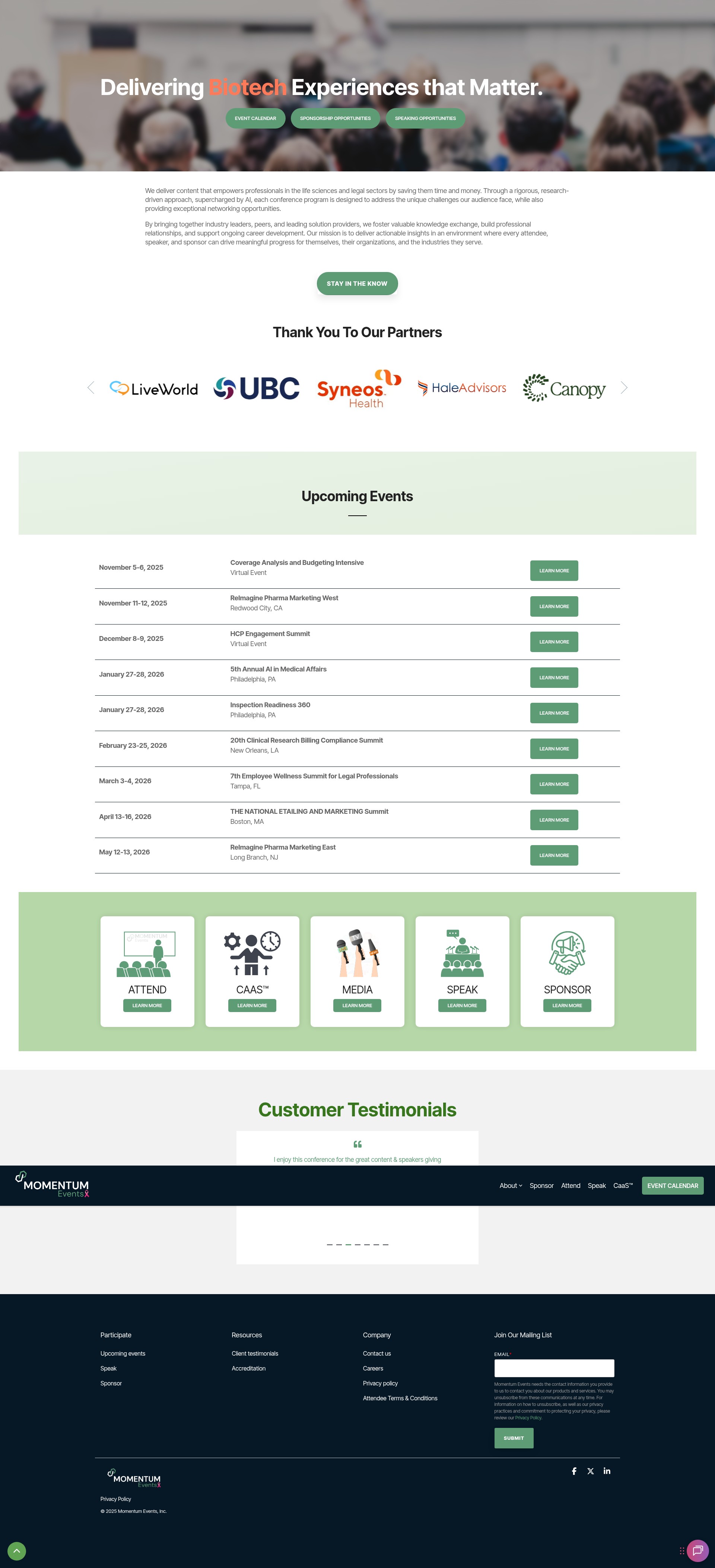 Screenshot of momentumevents.com