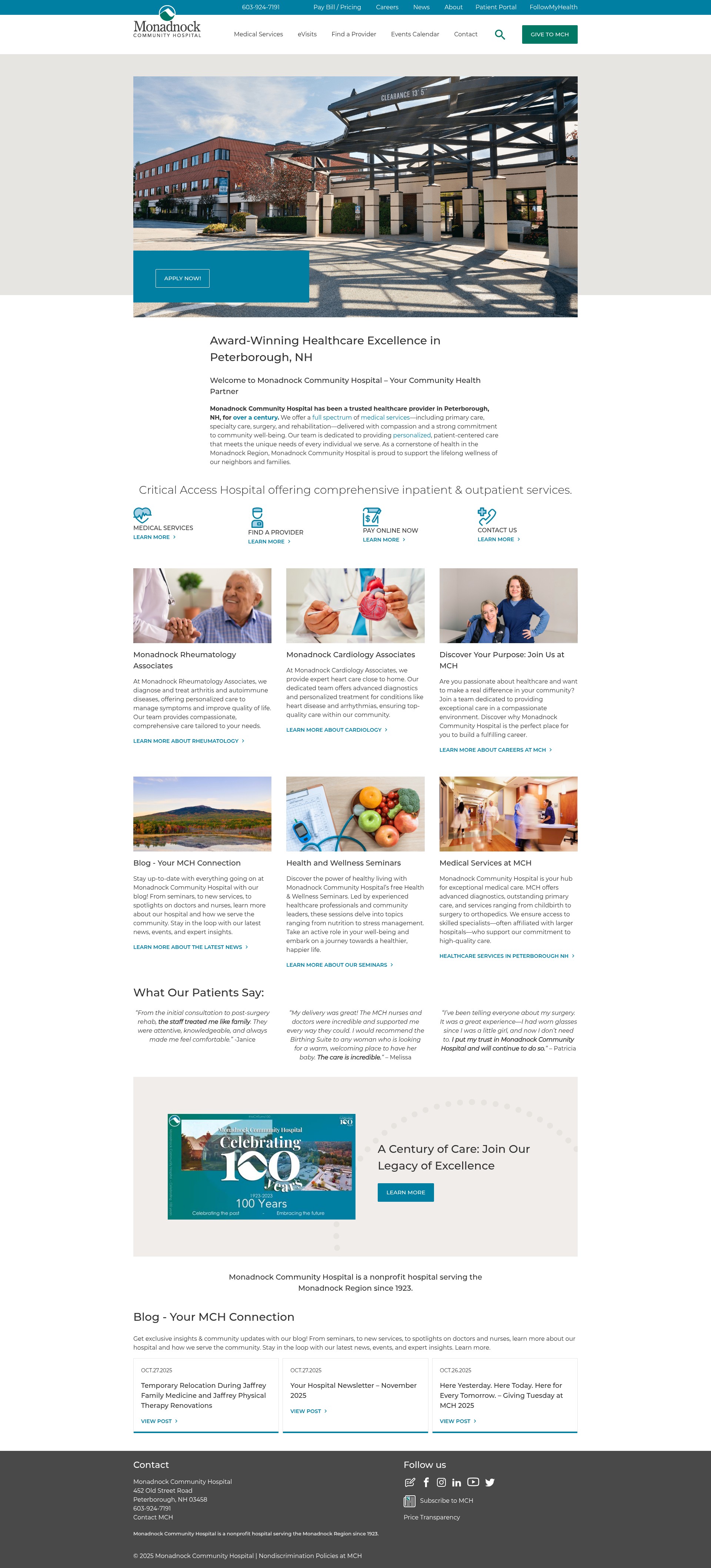Screenshot of monadnockcommunityhospital.com