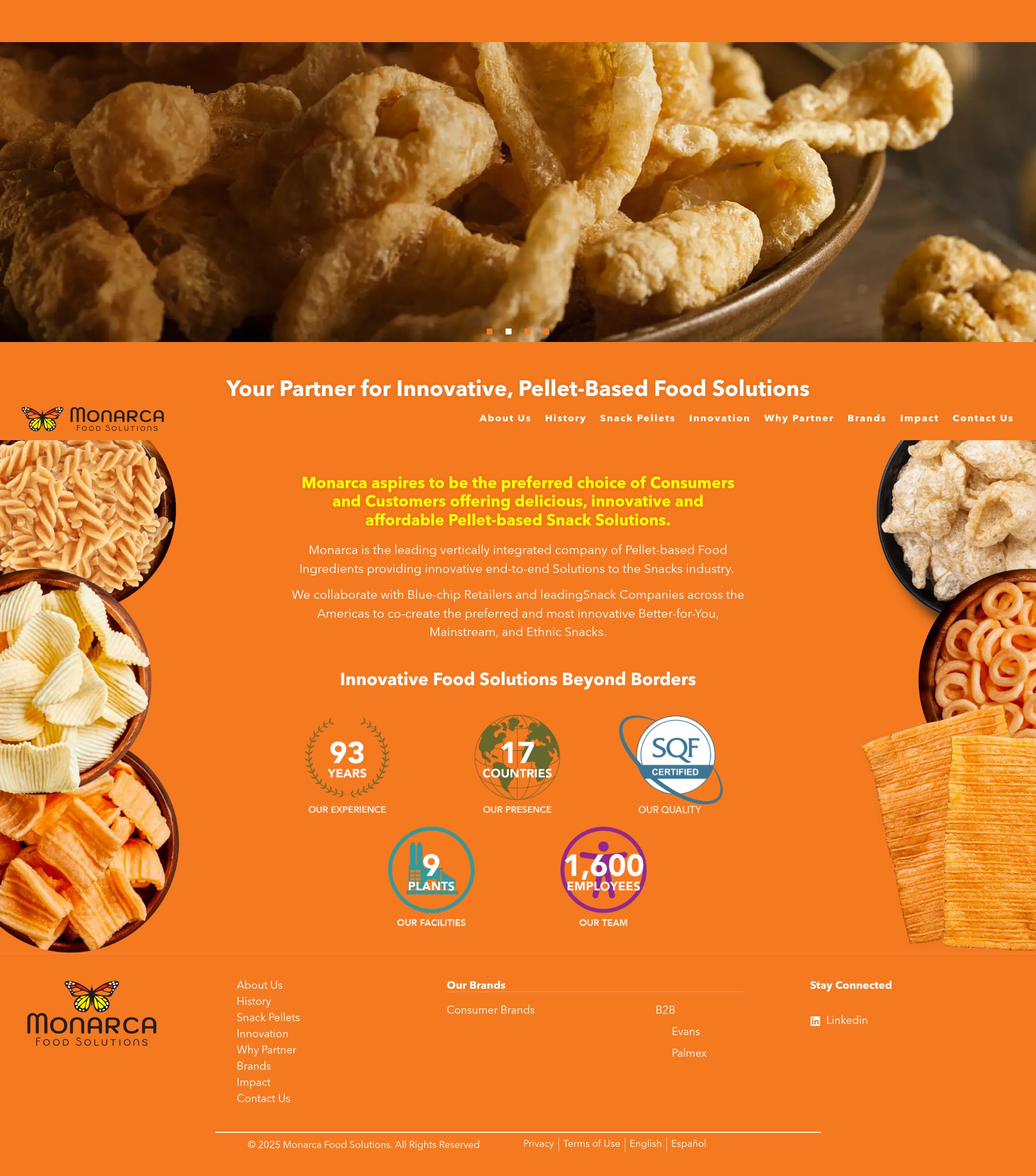 Screenshot of monarcasnacks.com