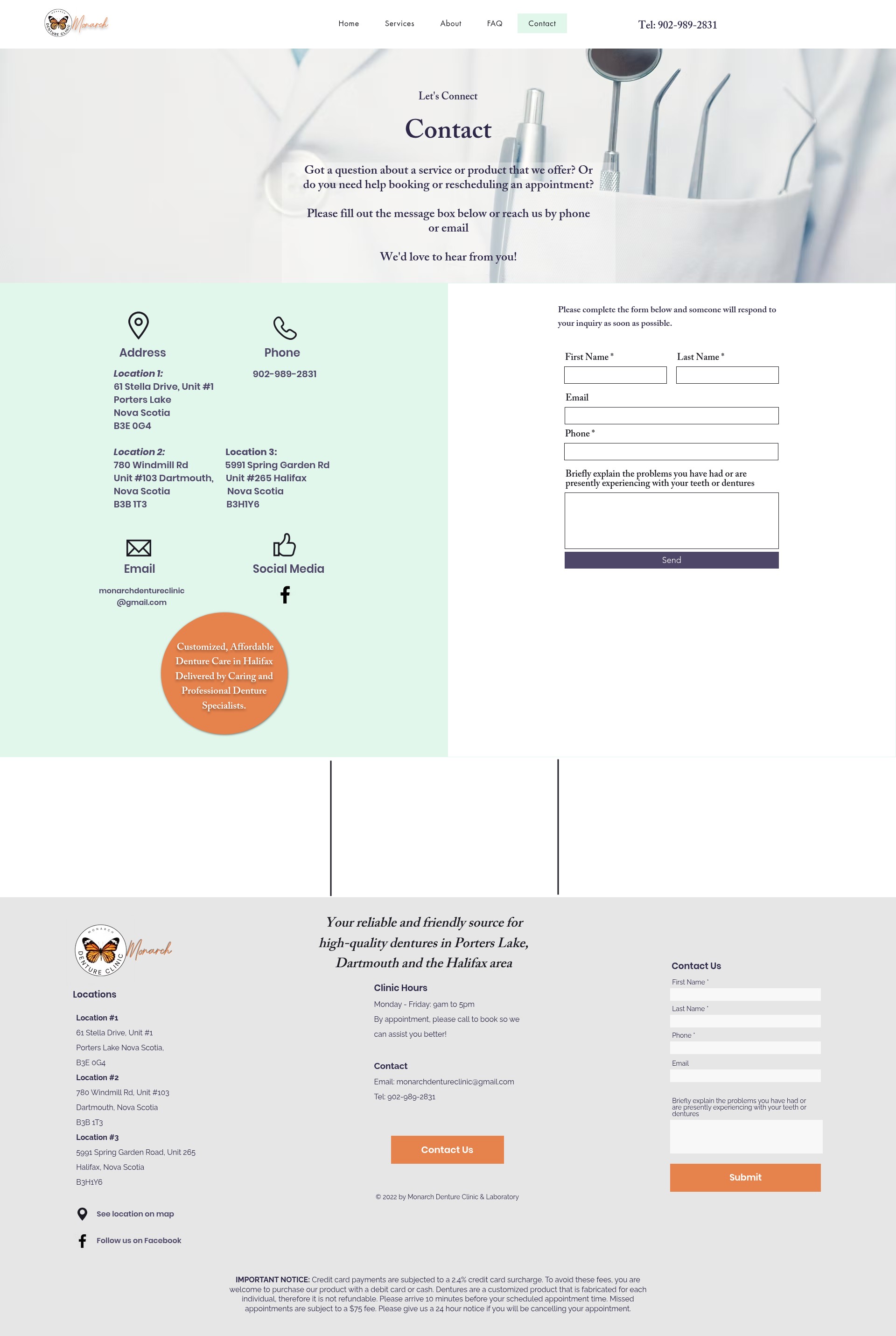 Screenshot of monarchdentureclinic.com