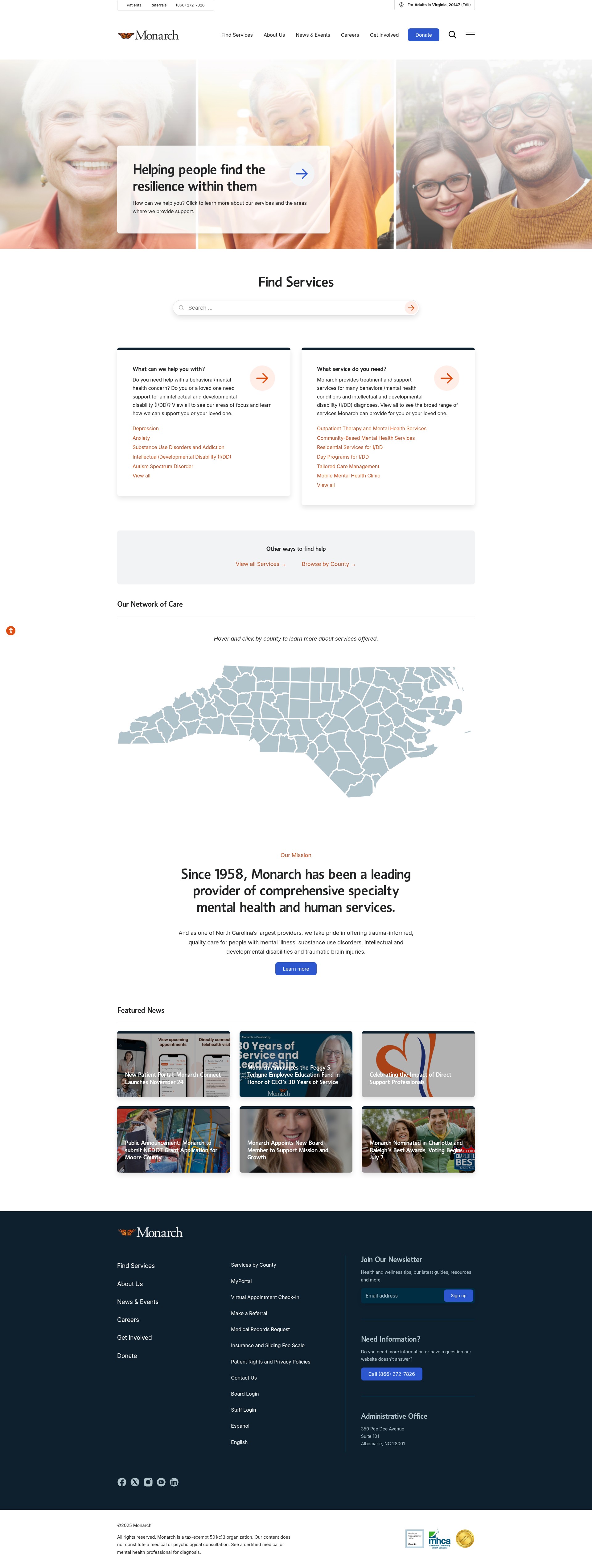 Screenshot of monarchnc.org