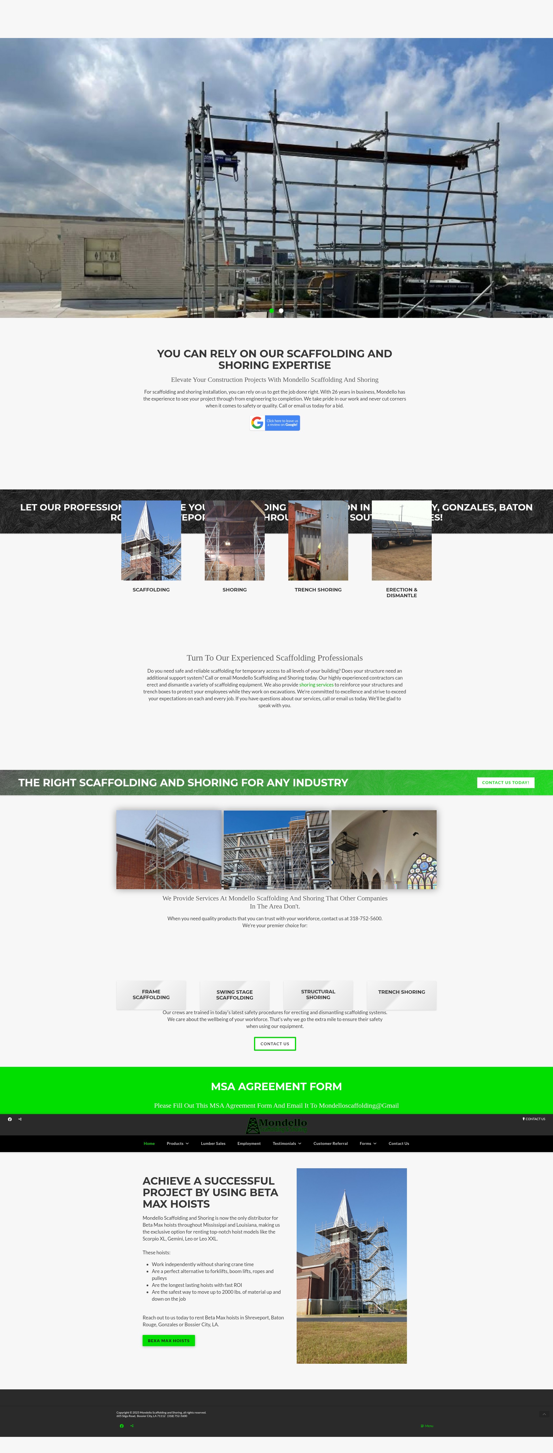Screenshot of mondelloscaffoldingandshoring.com