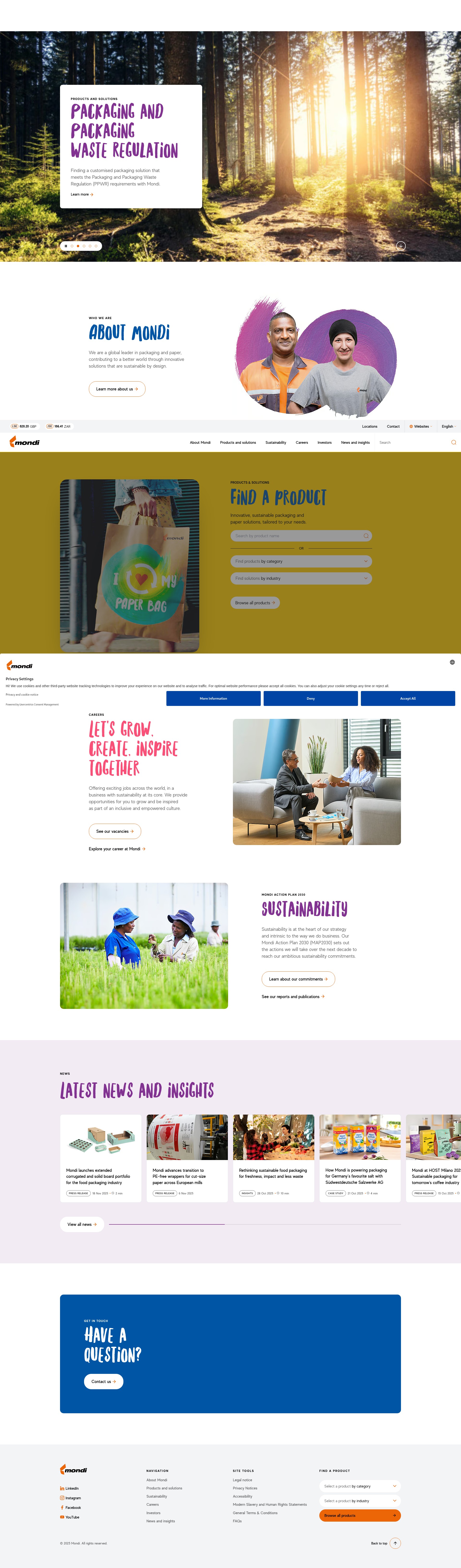 Screenshot of mondigroup.com