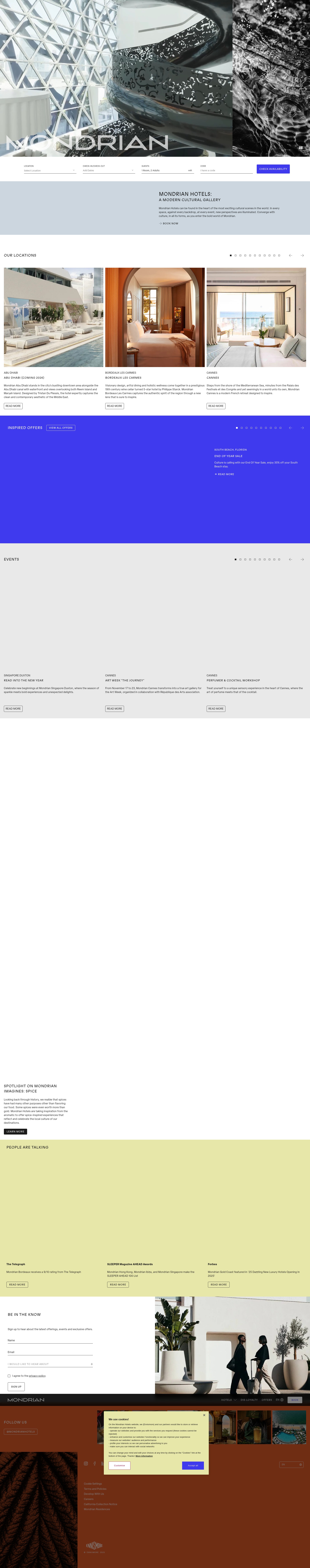 Screenshot of mondrianhotels.com