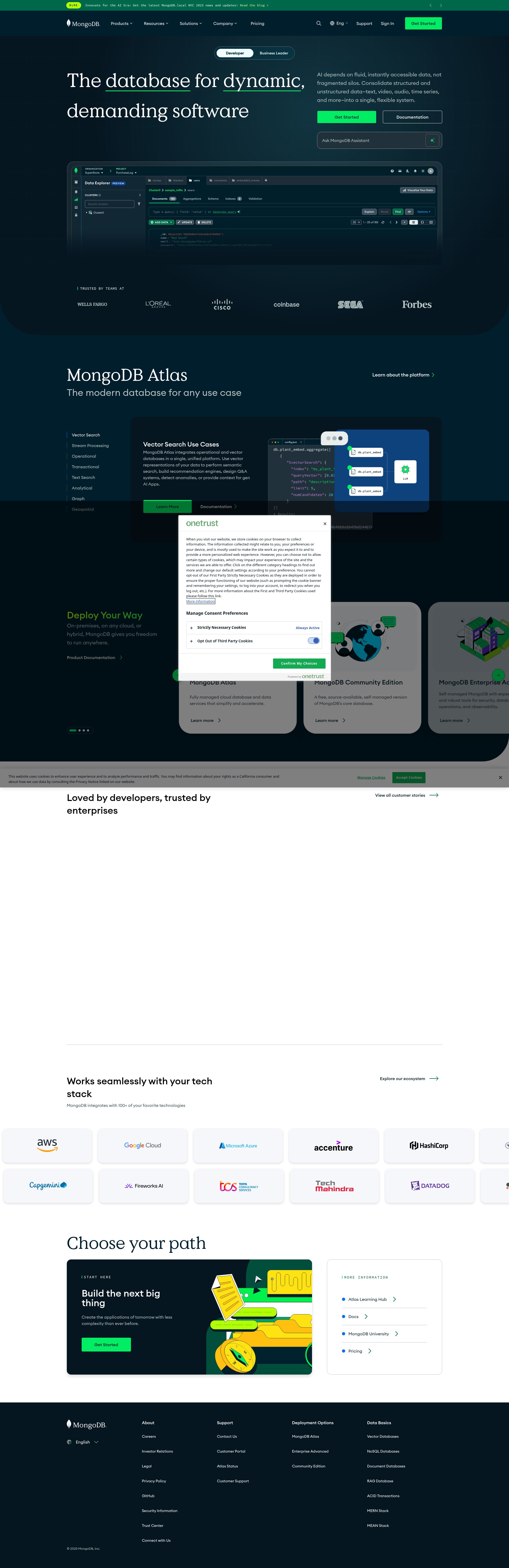 Screenshot of mongodb.com