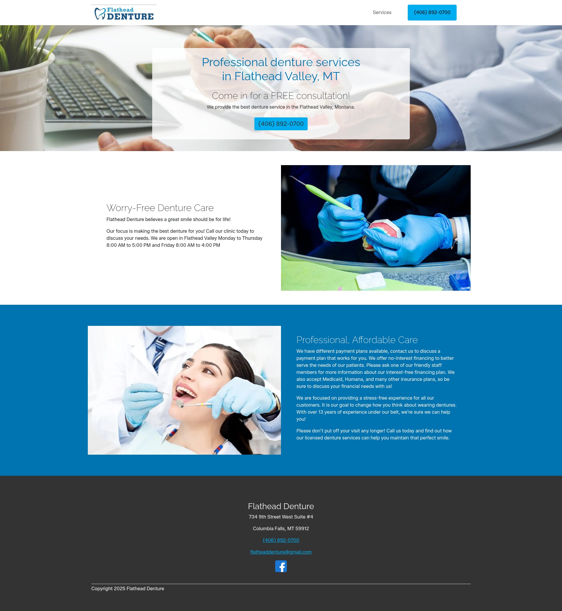 Screenshot of montanadentures.net