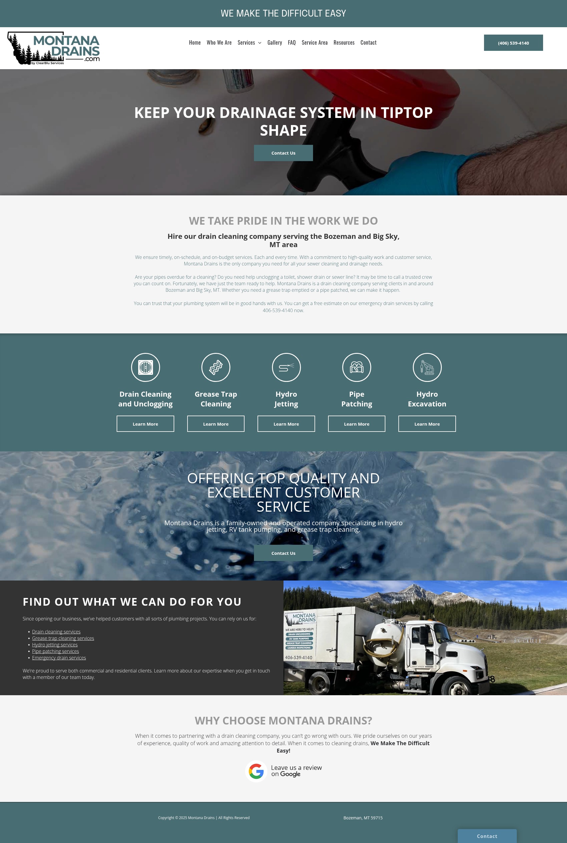 Screenshot of montanadrains.com