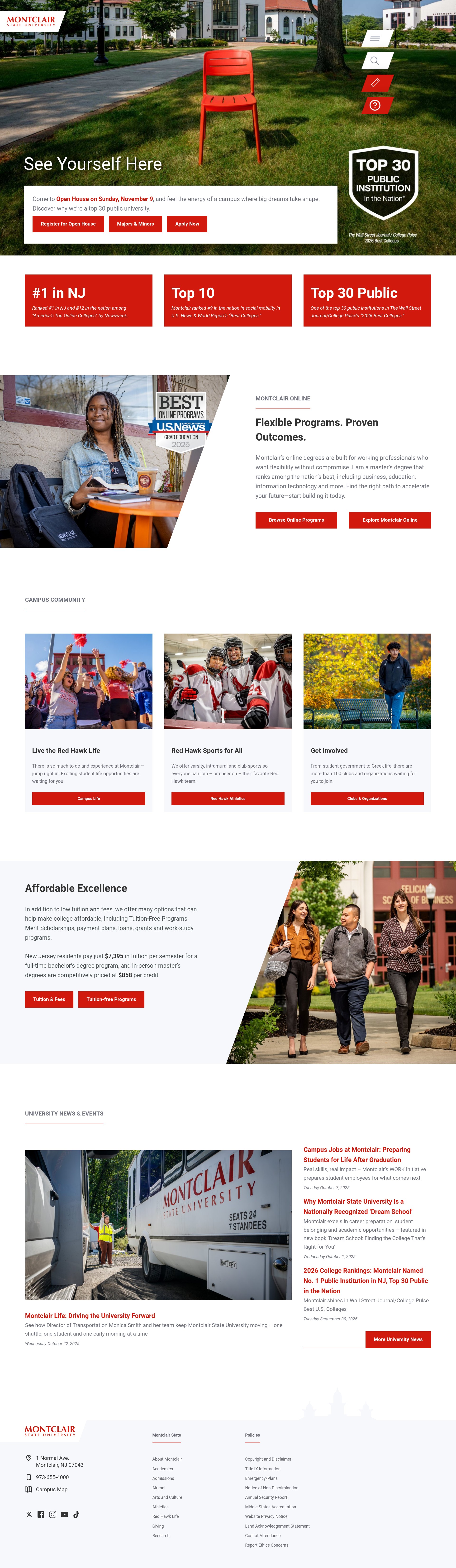 Screenshot of montclair.edu