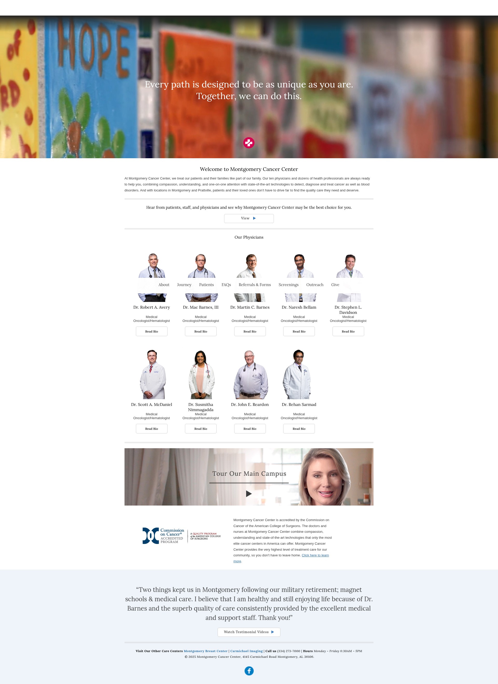Screenshot of montgomerycancercenter.com