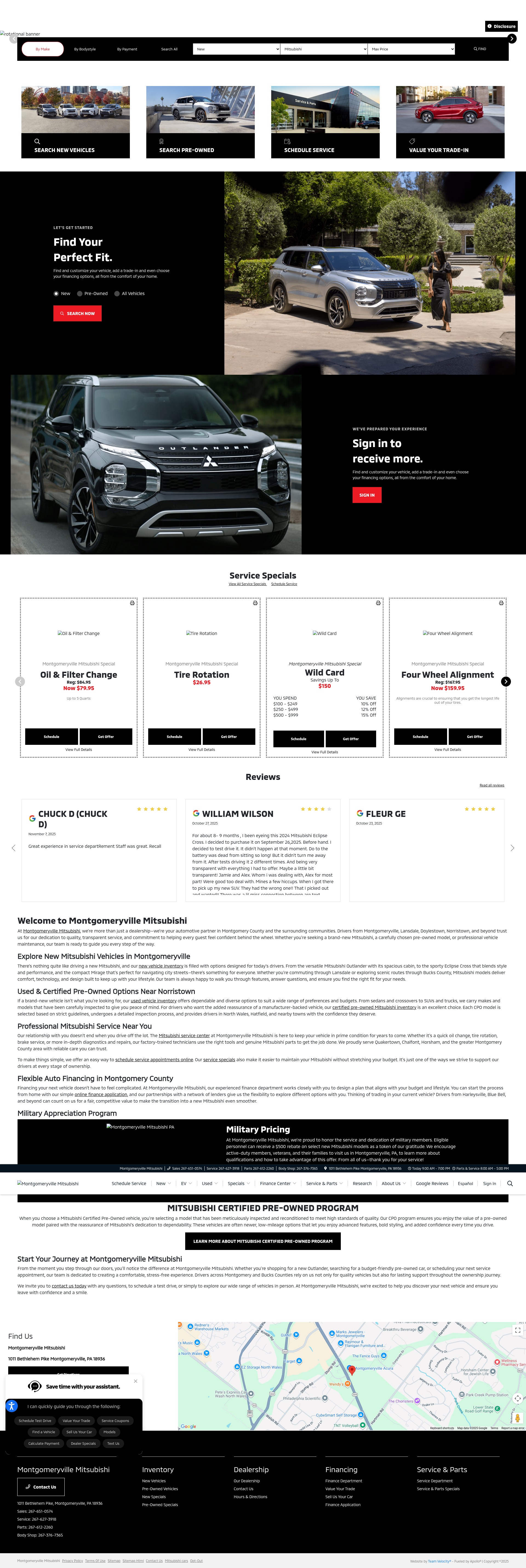 Screenshot of montgomeryvillemitsubishi.com