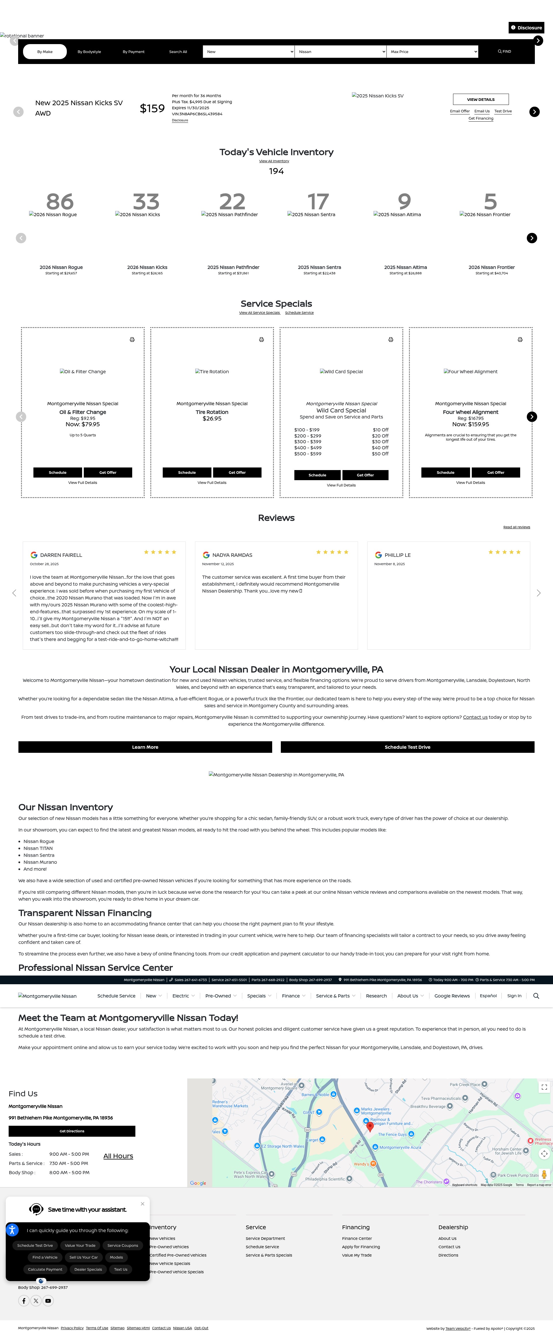 Screenshot of montgomeryvillenissan.com