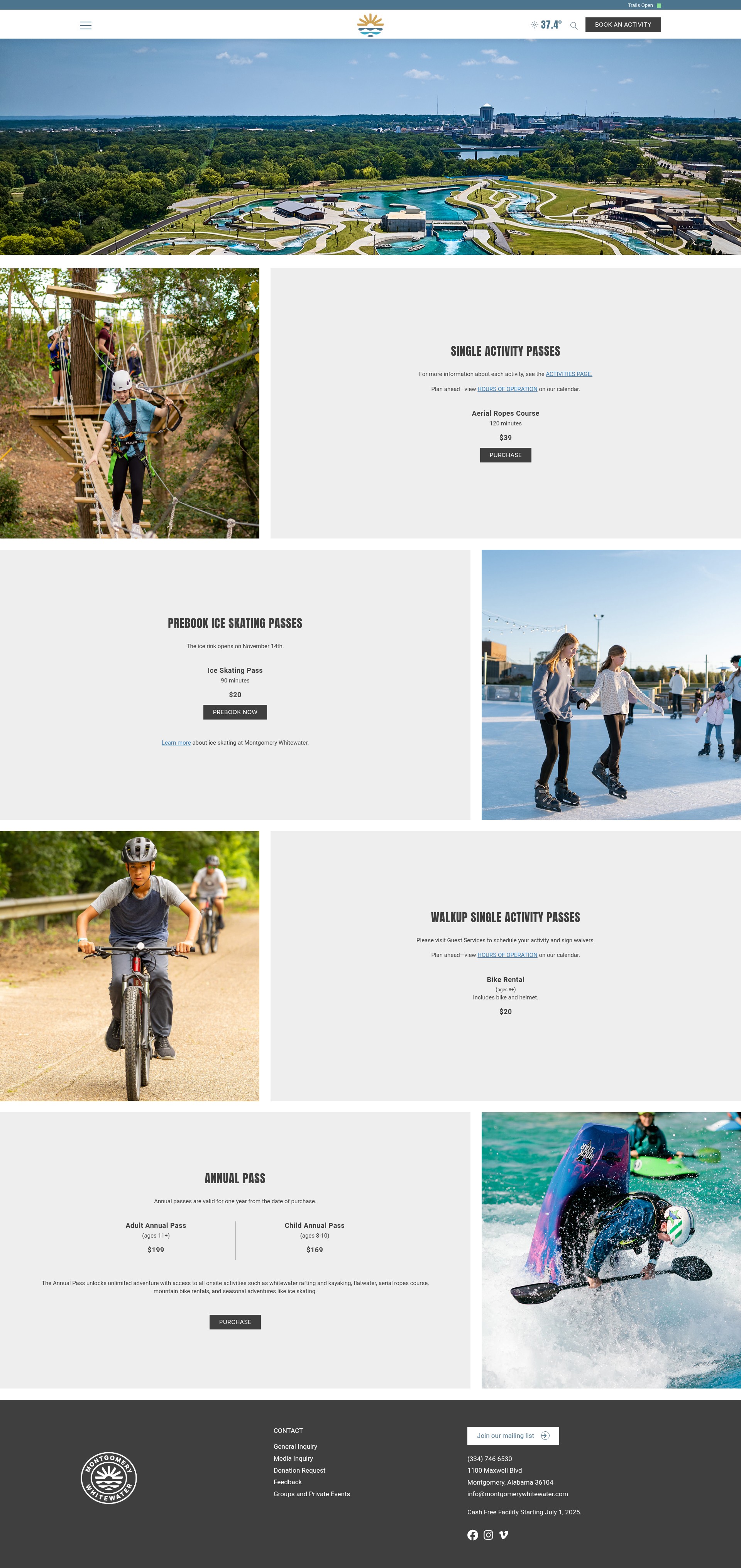 Screenshot of montgomerywhitewater.com