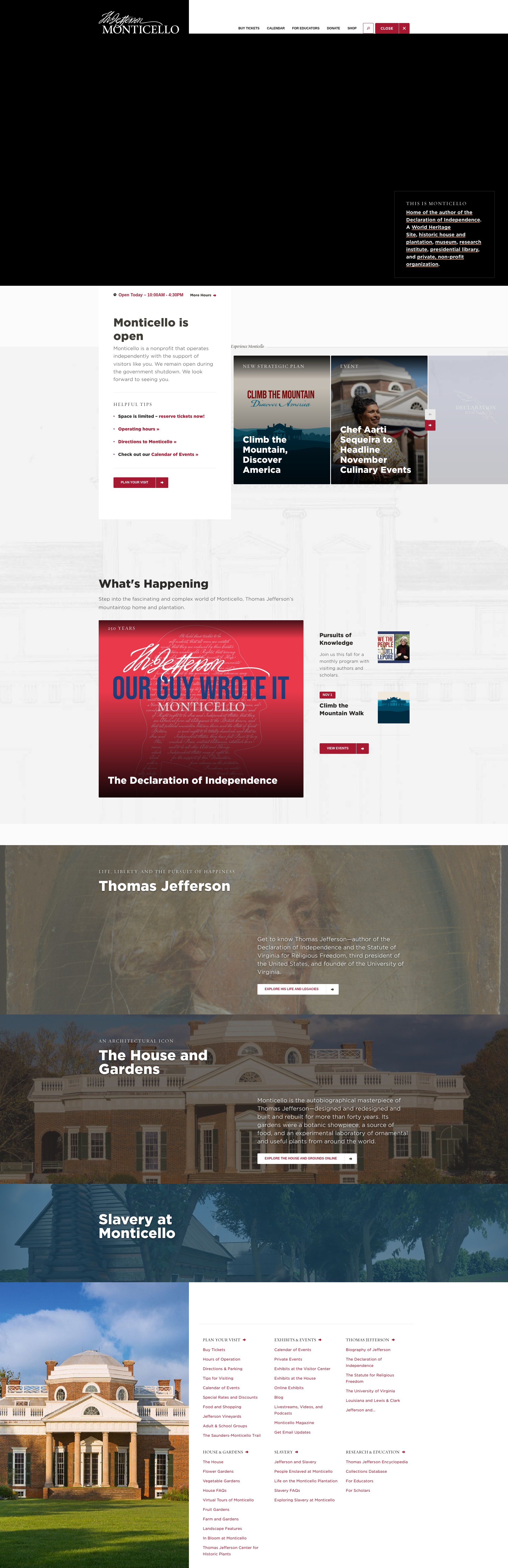 Screenshot of monticello.org