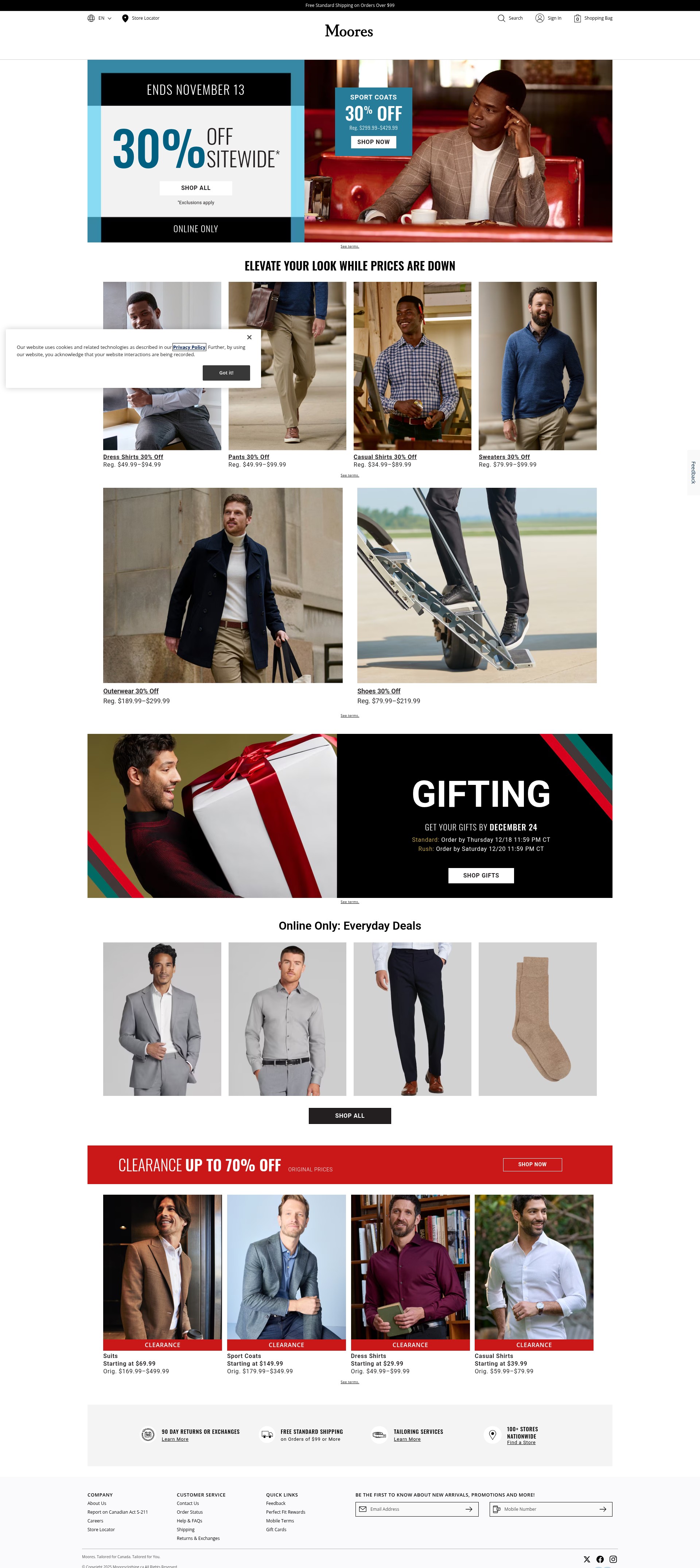 Screenshot of mooresclothing.ca