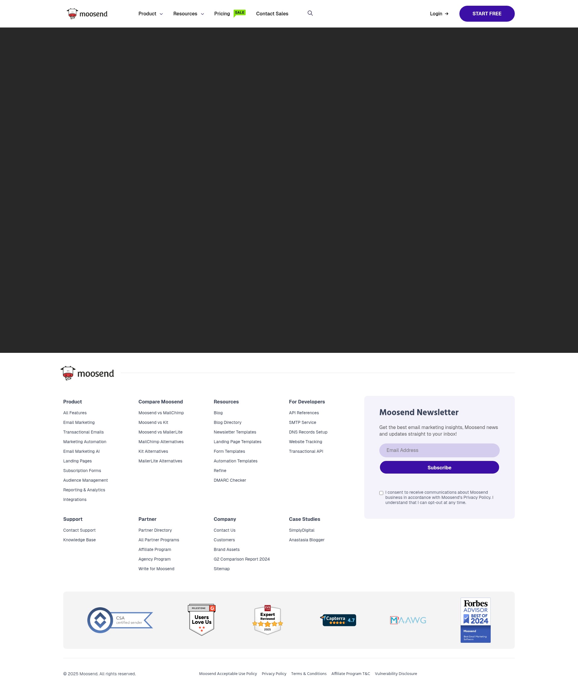 Screenshot of moosend.com