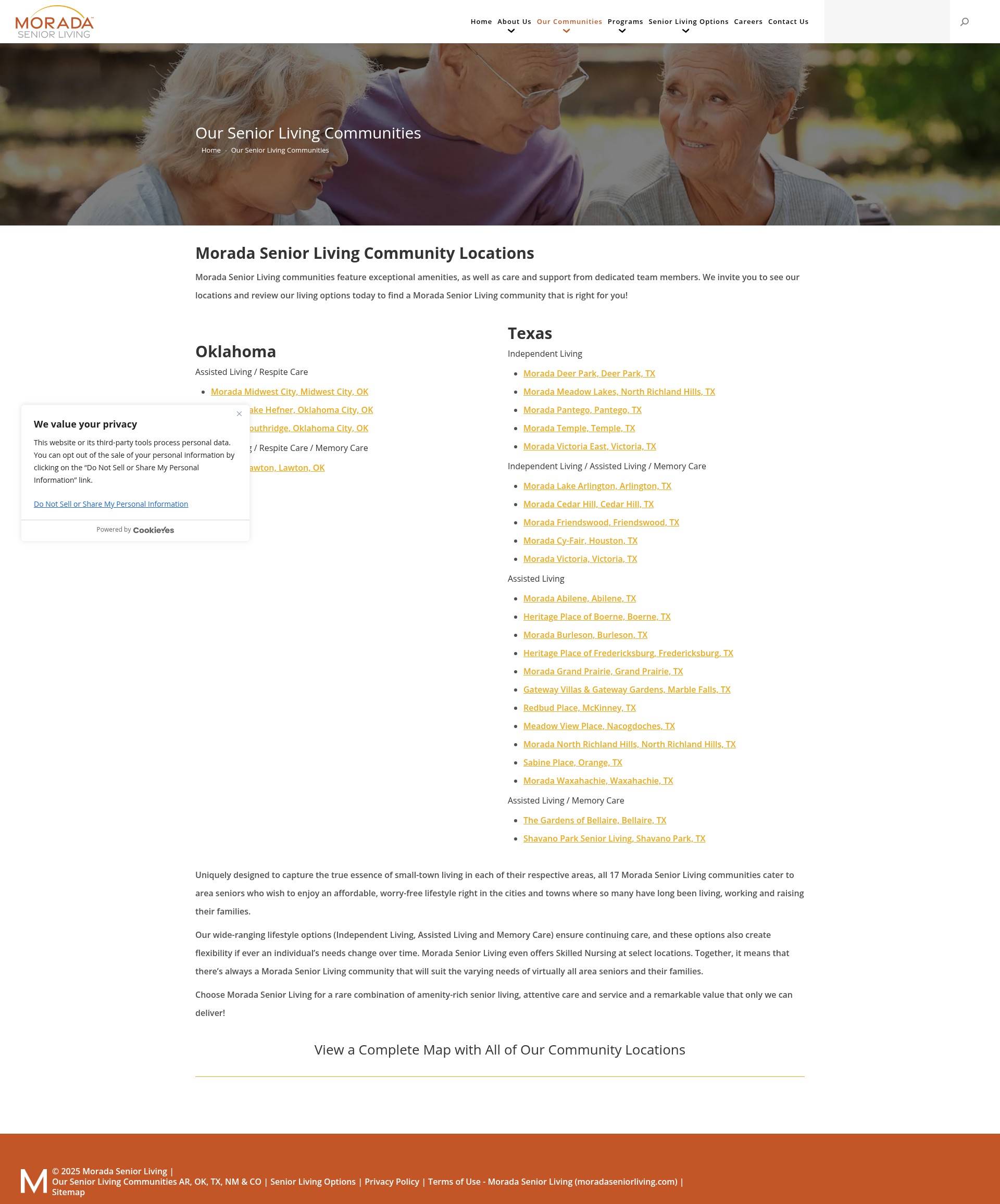 Screenshot of moradaseniorliving.com
