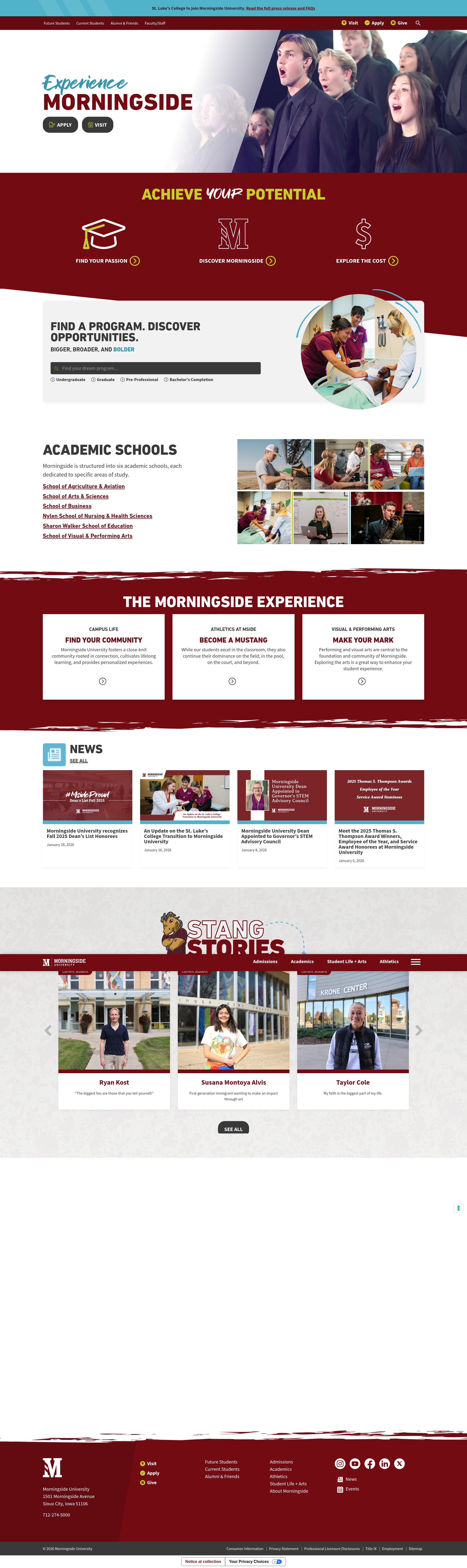 Screenshot of morningside.edu