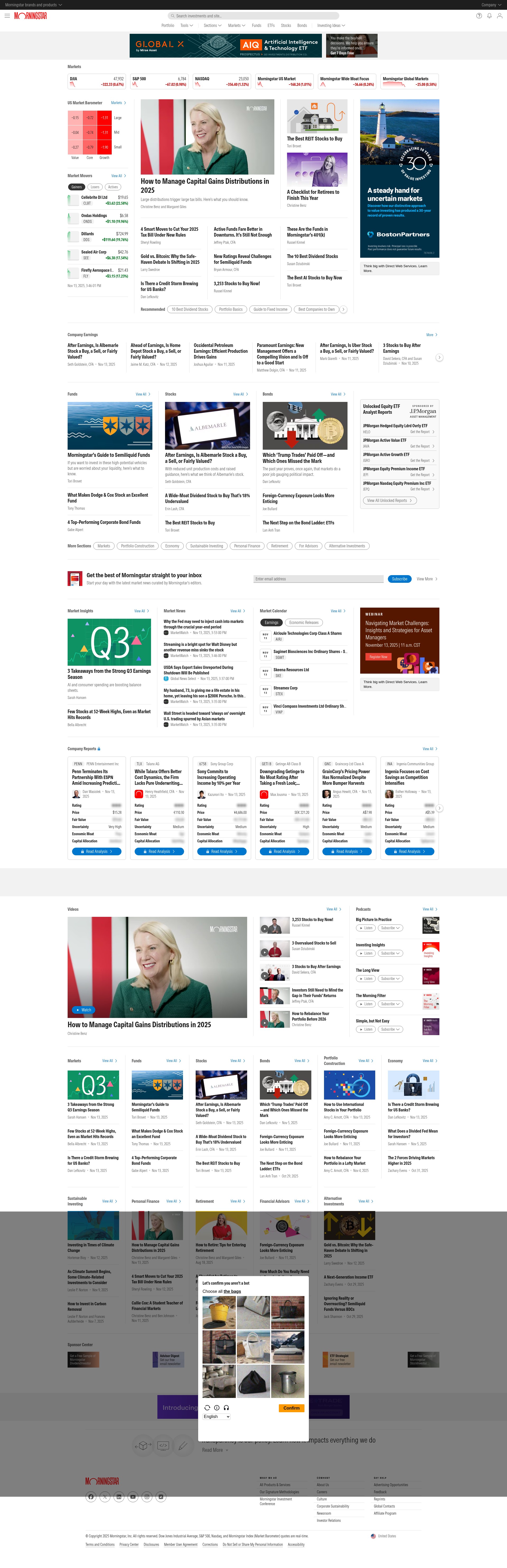 Screenshot of morningstar.com