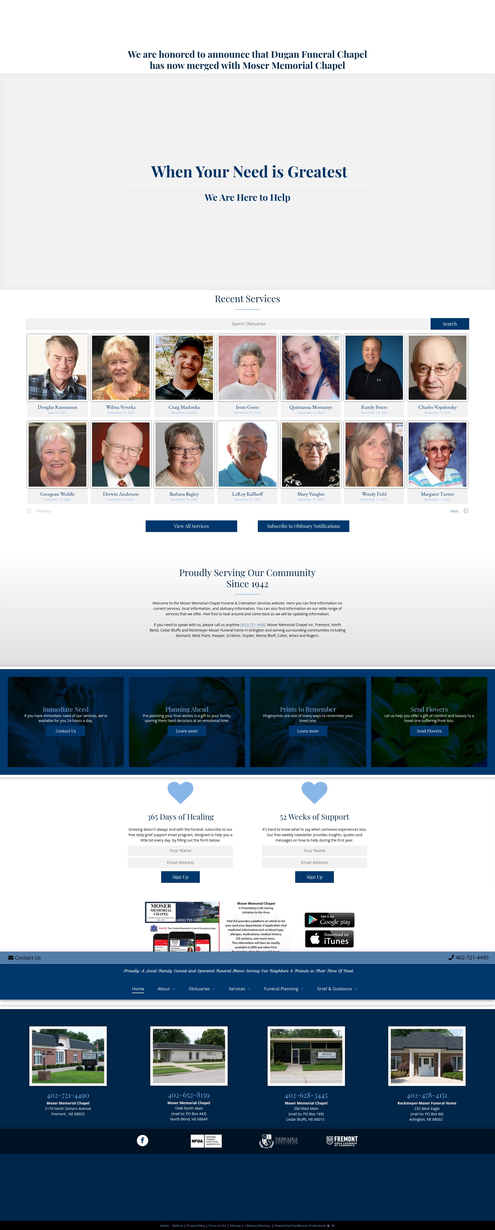 Screenshot of mosermemorialchapels.com