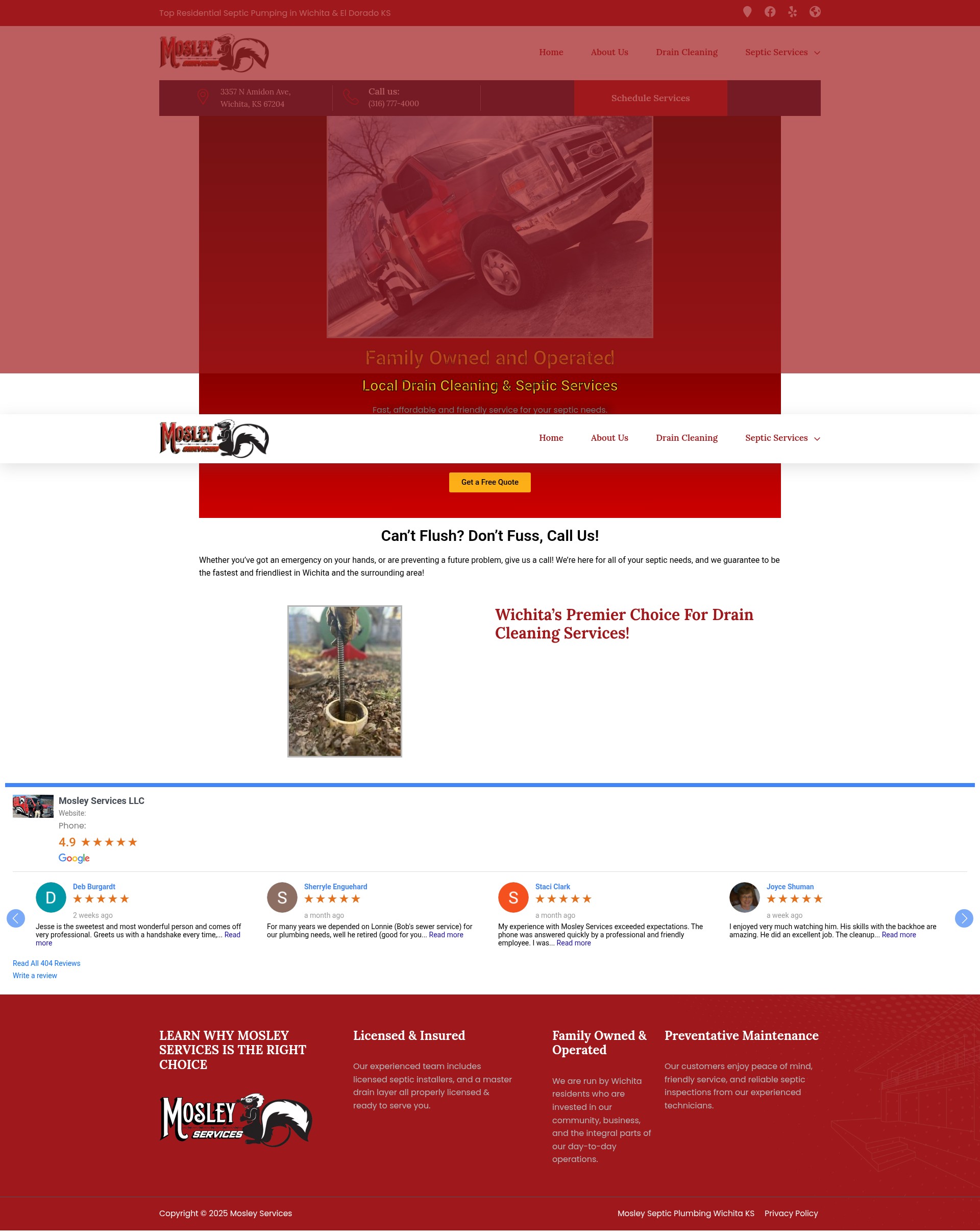 Screenshot of mosleyseptic.com