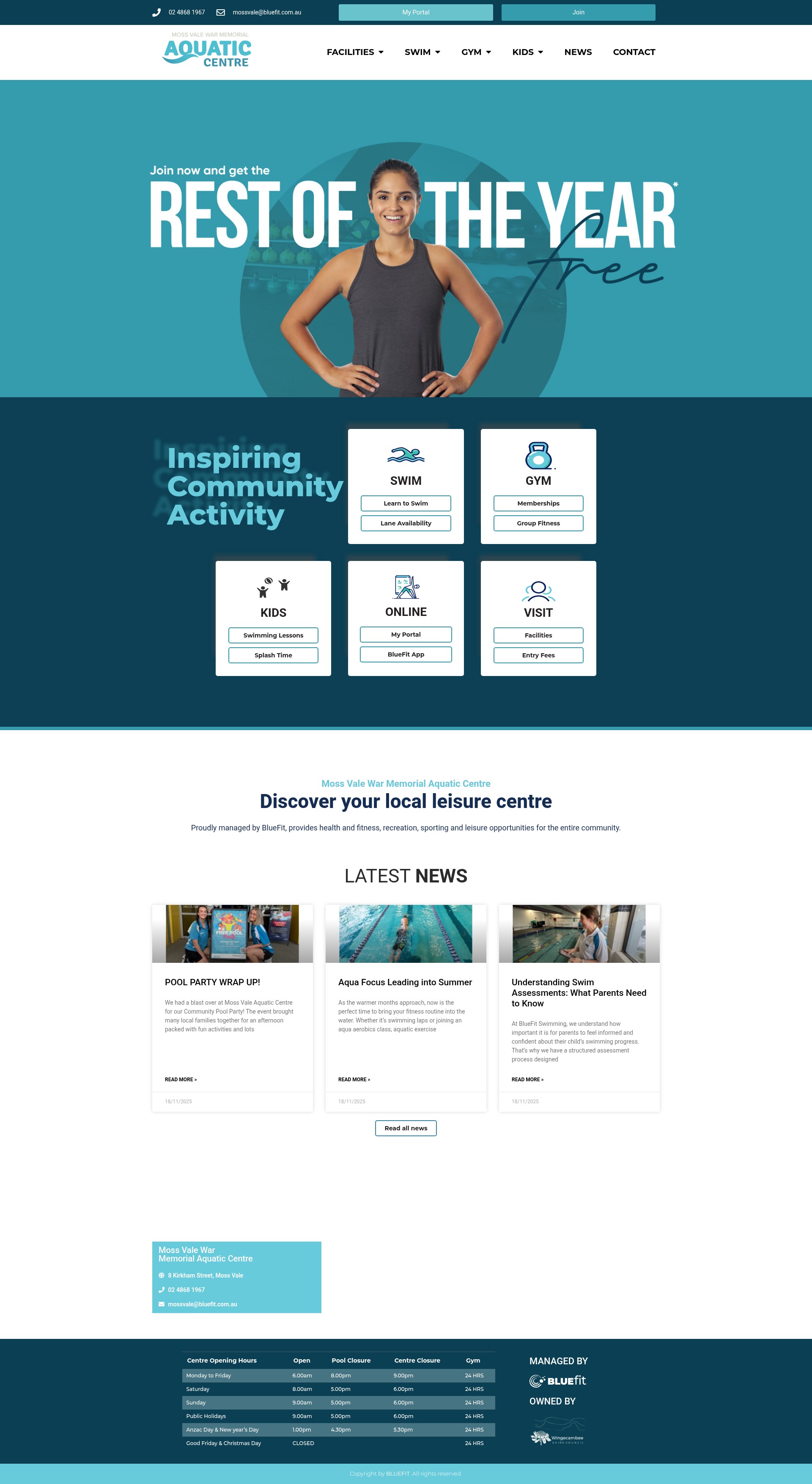 Screenshot of mossvaleaquatic.com.au