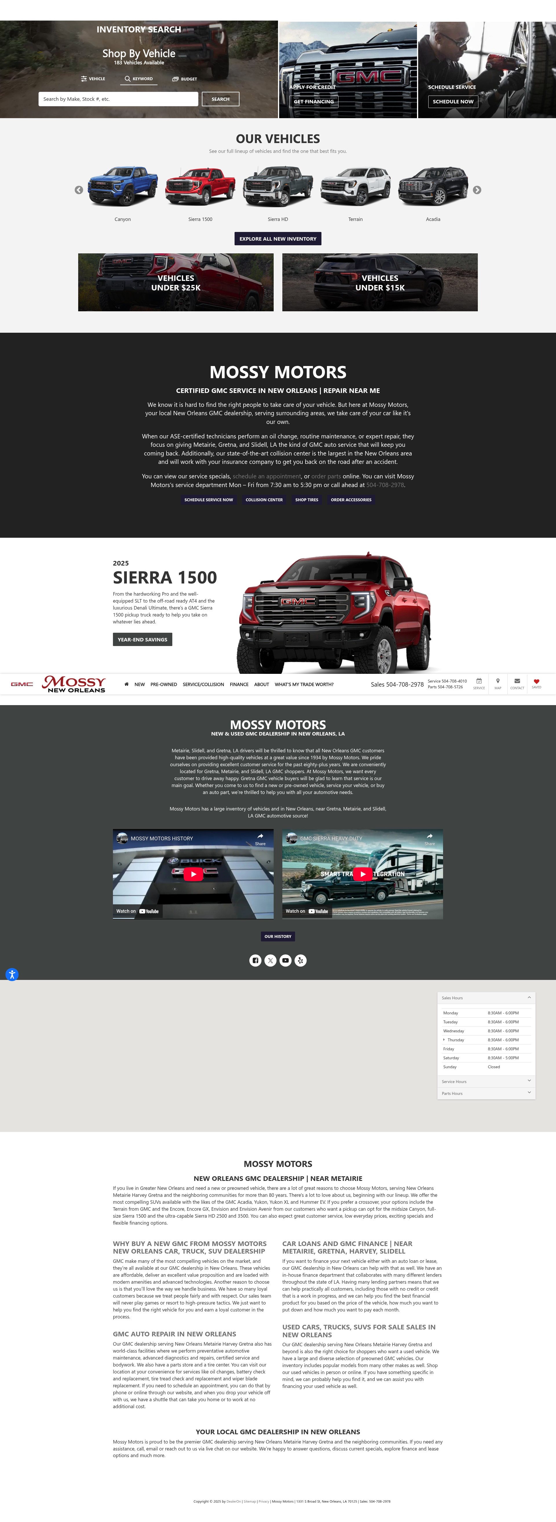 Screenshot of mossymotors.com