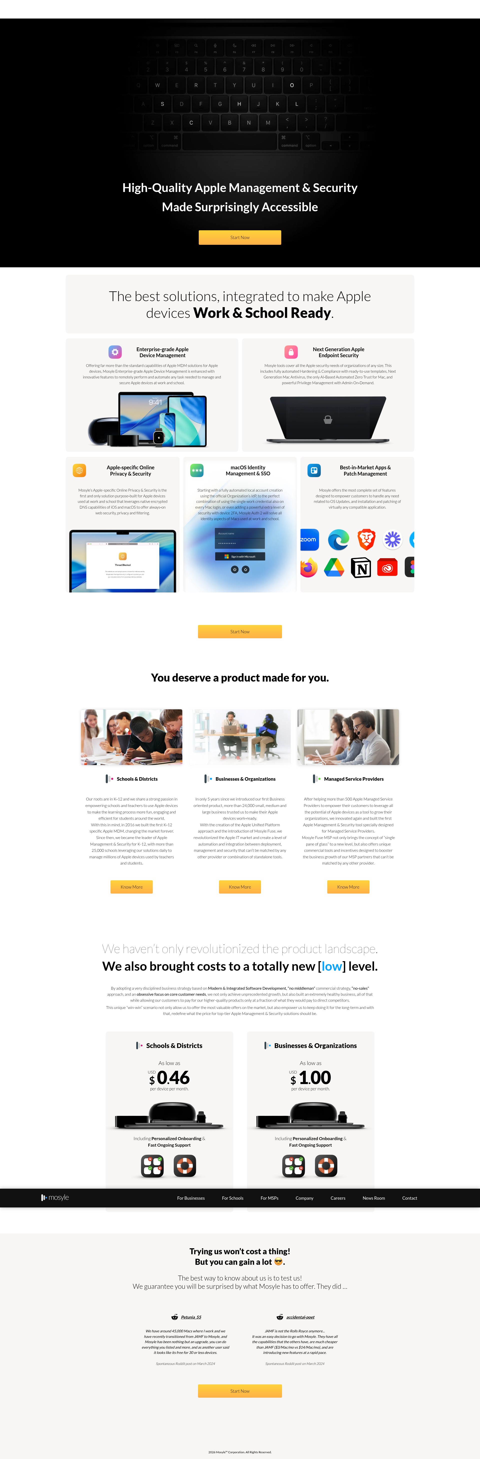 Screenshot of mosyle.com