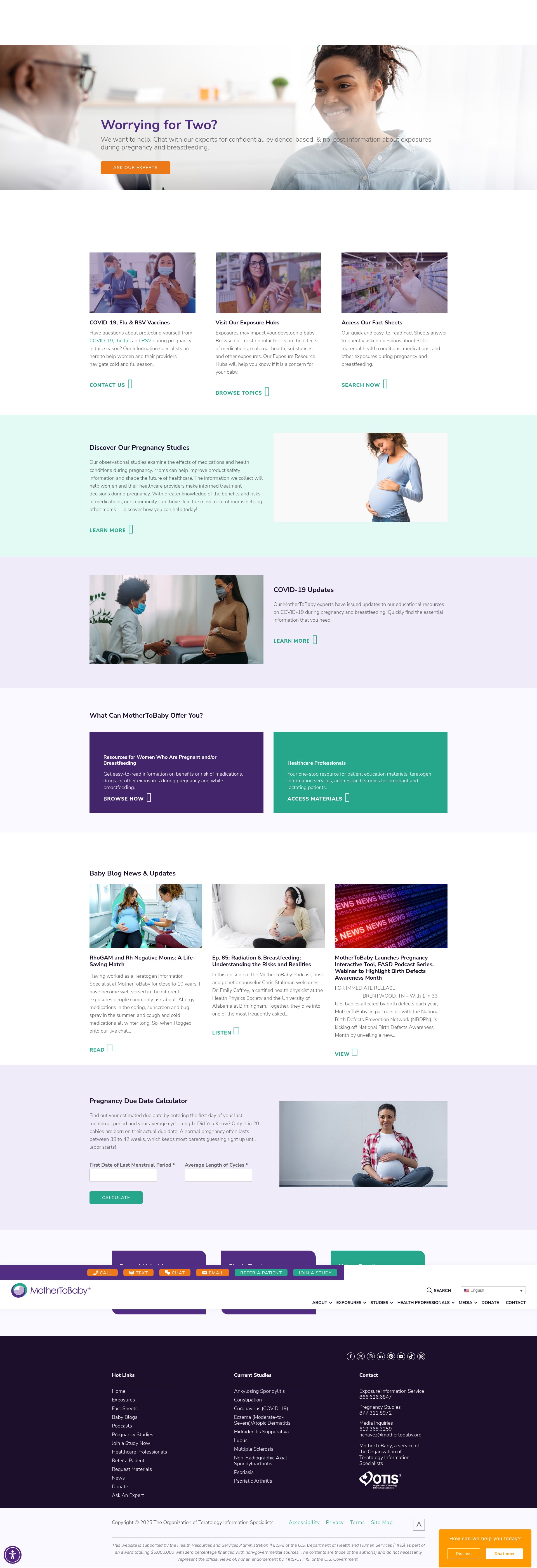 Screenshot of mothertobaby.org