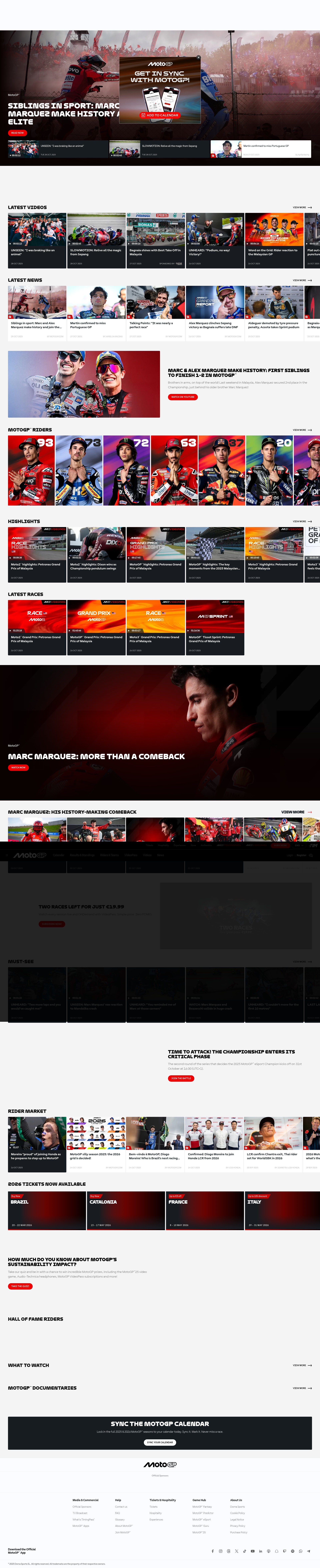 Screenshot of motogp.com