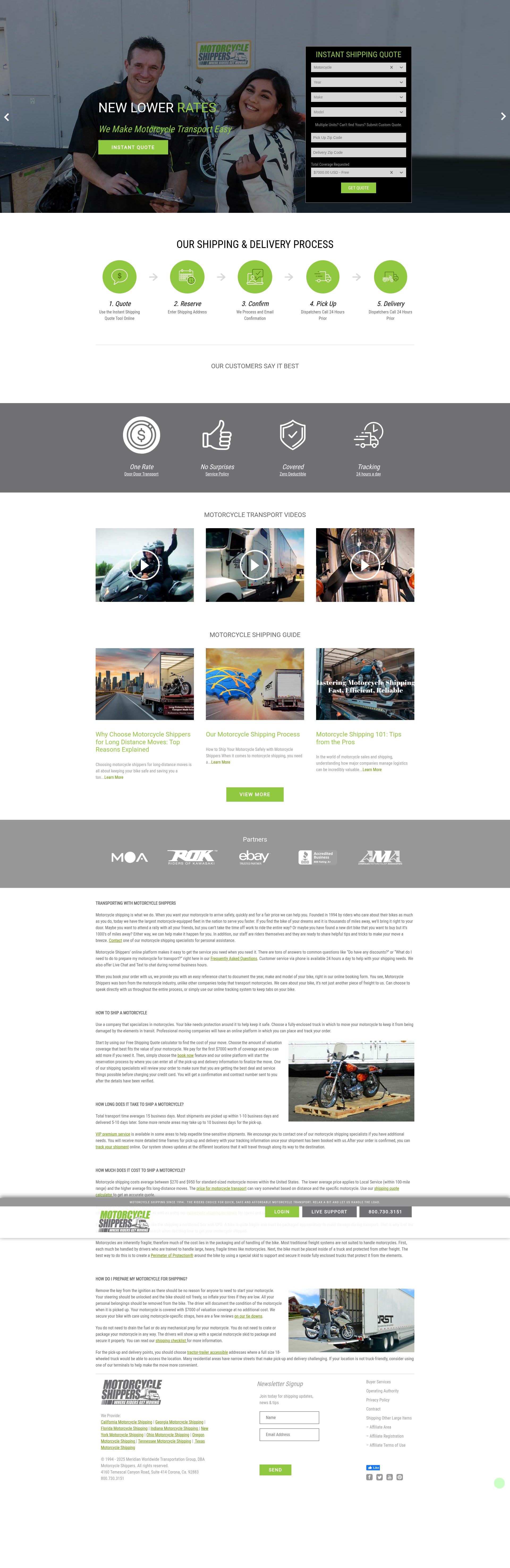 Screenshot of motorcycleshippers.com