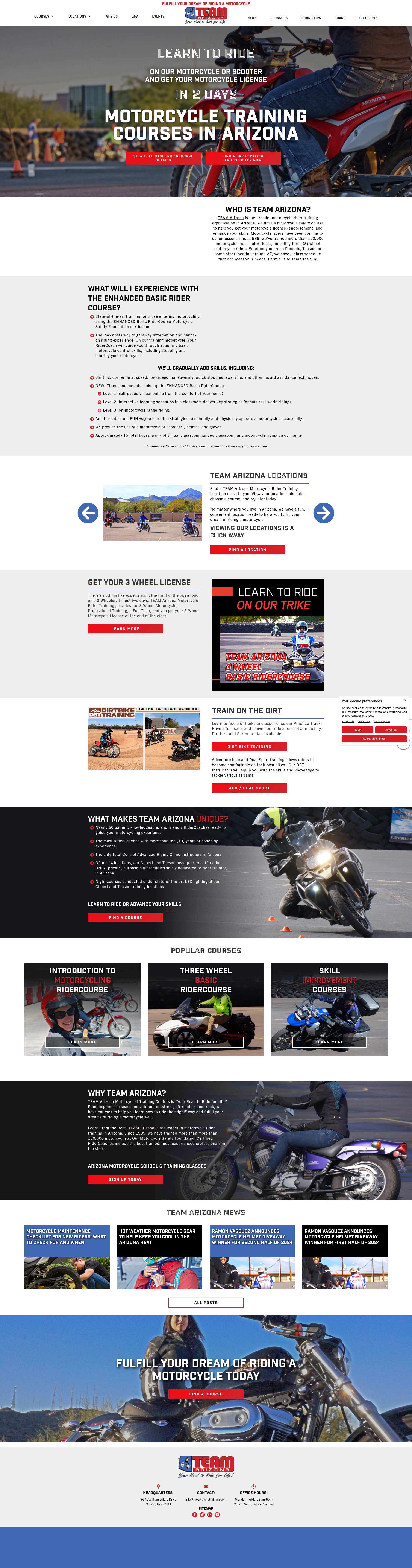 Screenshot of motorcycletraining.com