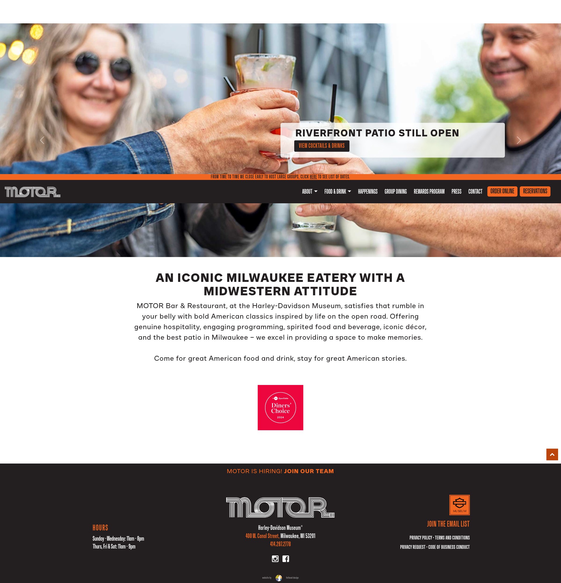 Screenshot of motorrestaurant.com